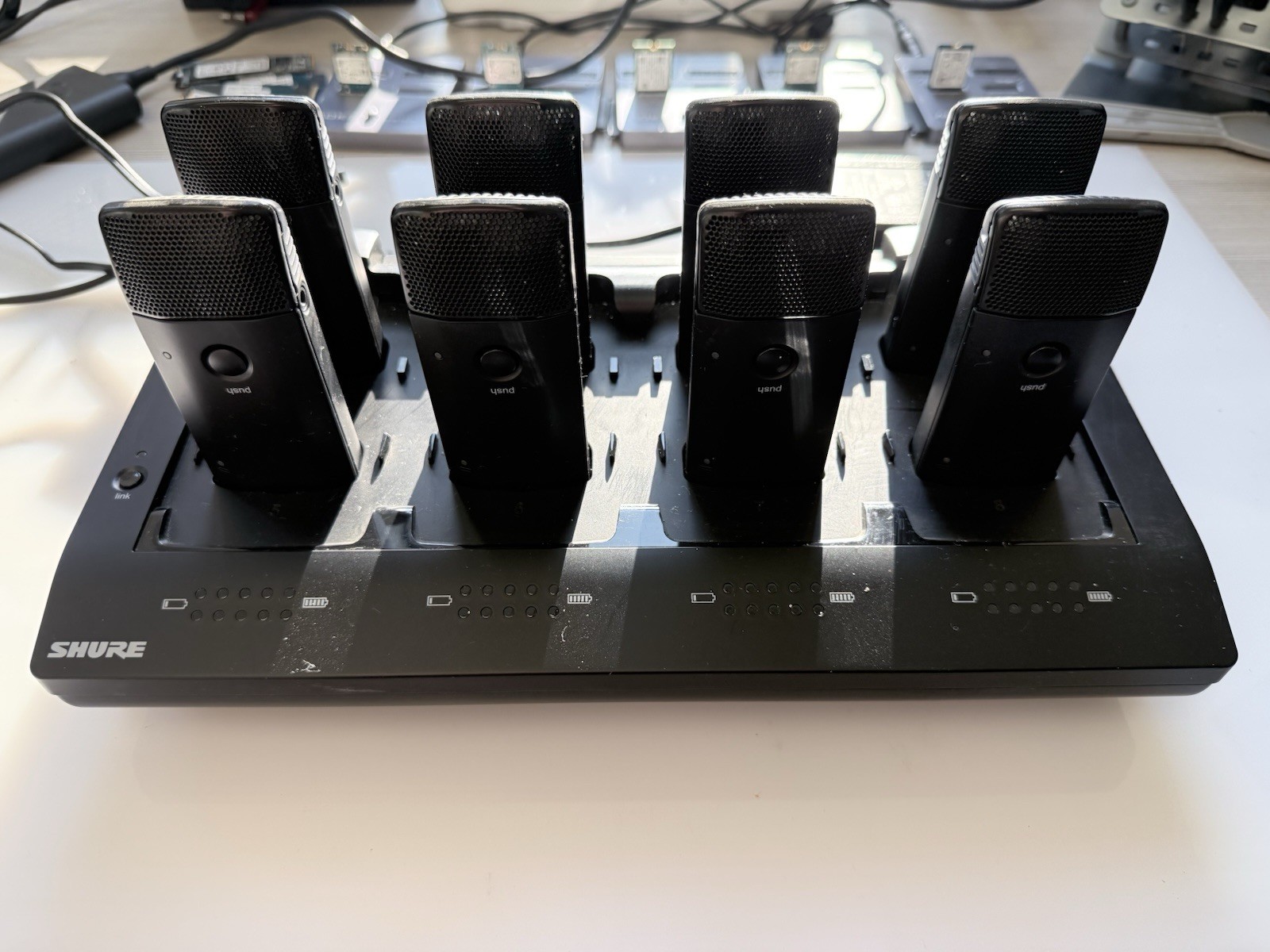 Shure MXWNCS8 8-Port Charging Station with 8 MXW6/C Z10 Transmitter Microphones