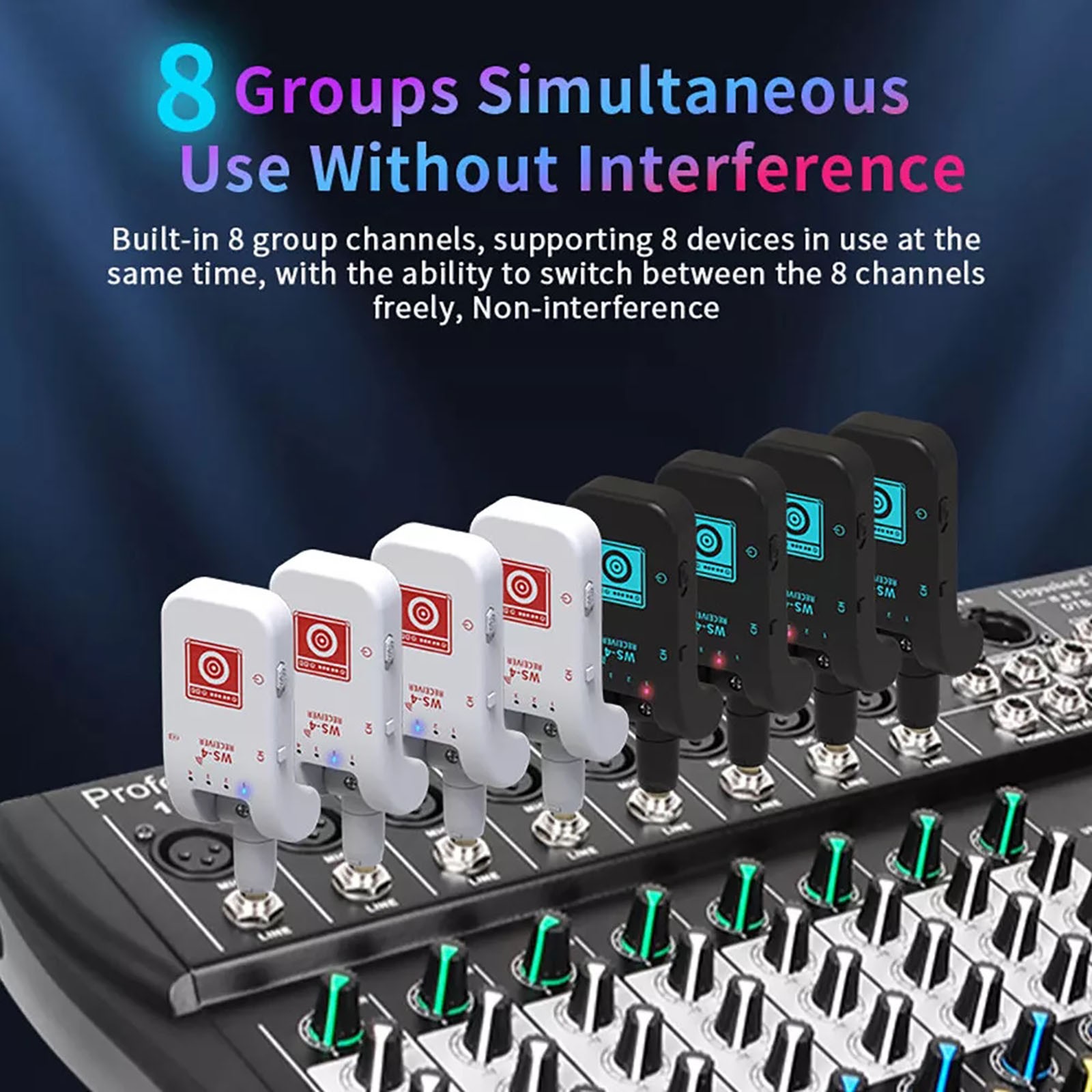 8 Channels 2.4G Wireless Guitar Rechargeable Transmitter And Receiver