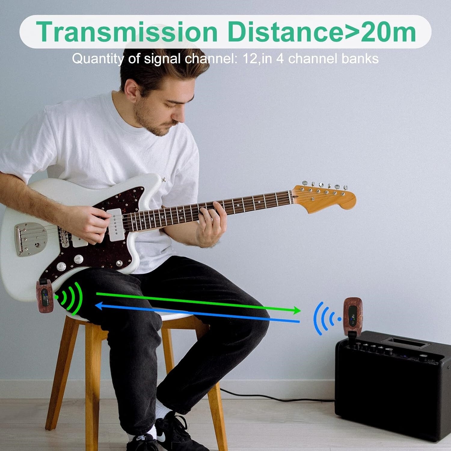 Sistema De Guitarra Inalámbrico Receptor Transmisor De Guitarra Recargableb New