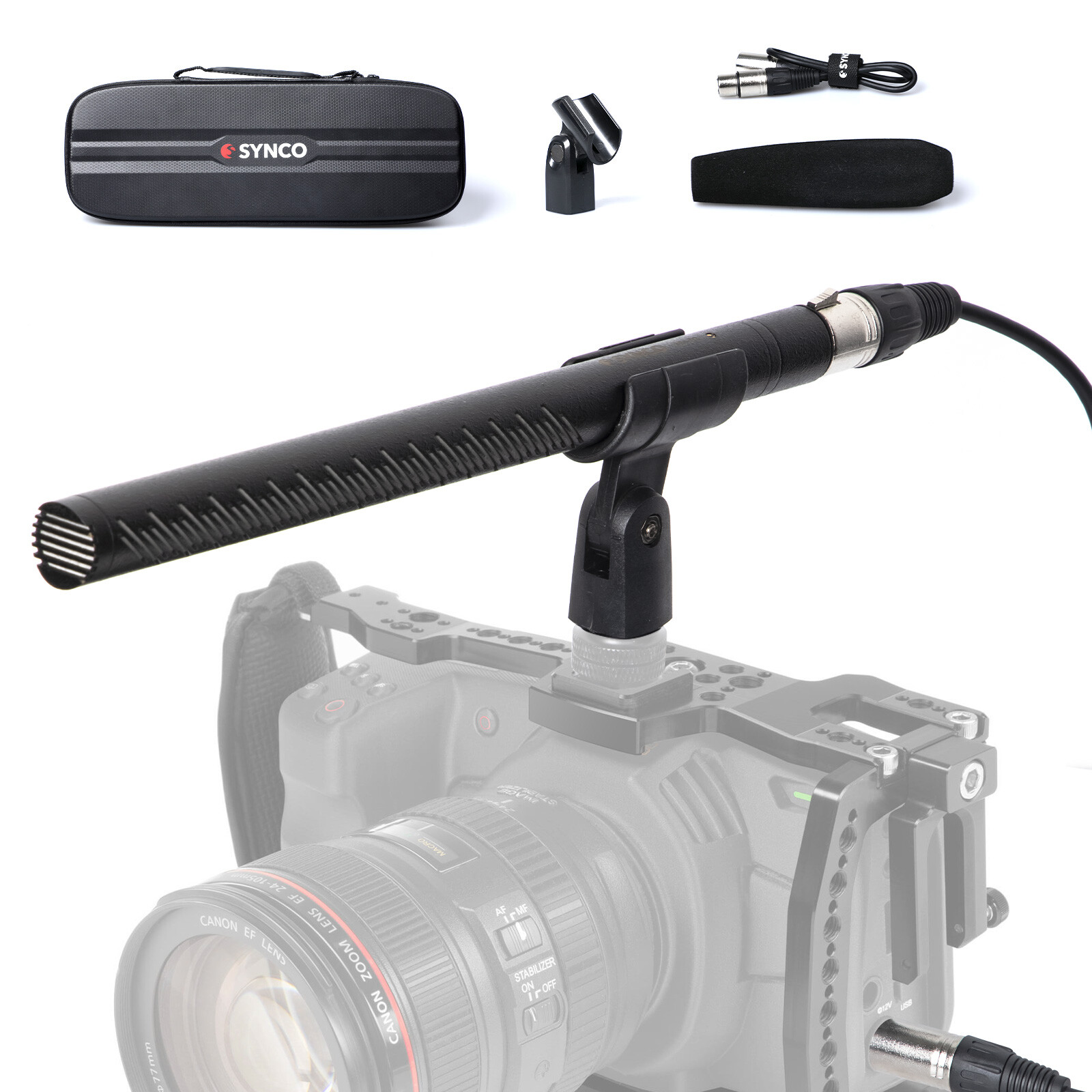 SYNCO D2 XLR Shotgun Condenser Microphone of Brass Body For Camcorders Camera