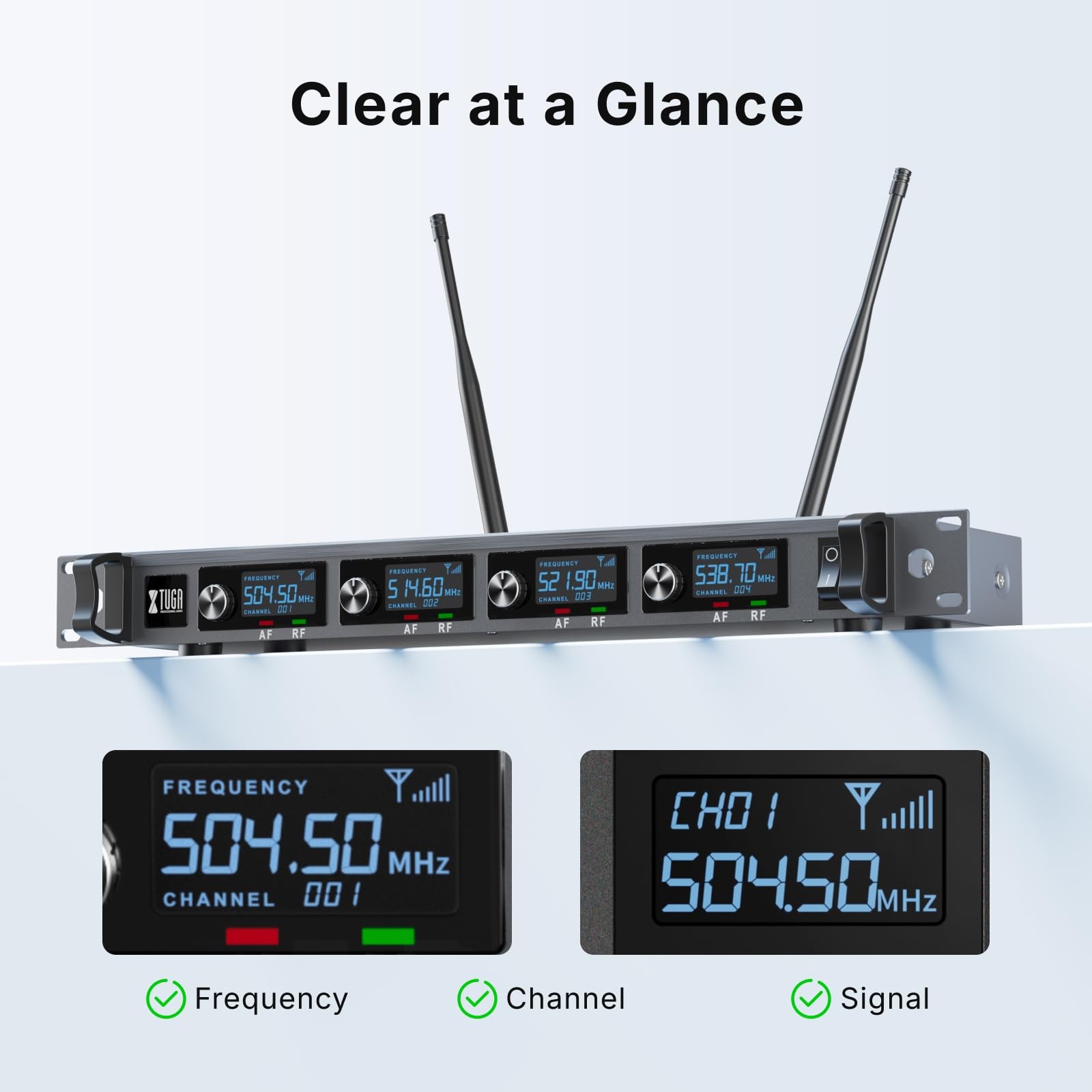 XTUGA A140 Wireless Microphone System, 4-Channel UHF 4 BodyPack, Gray