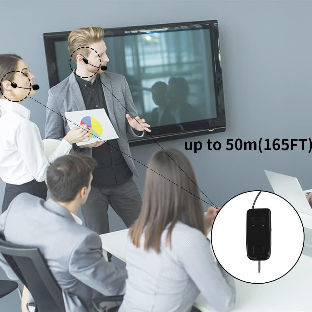 Wireless Microphone System for 2 People, 2.4G Dual Wireless Headset Mics Ideal f