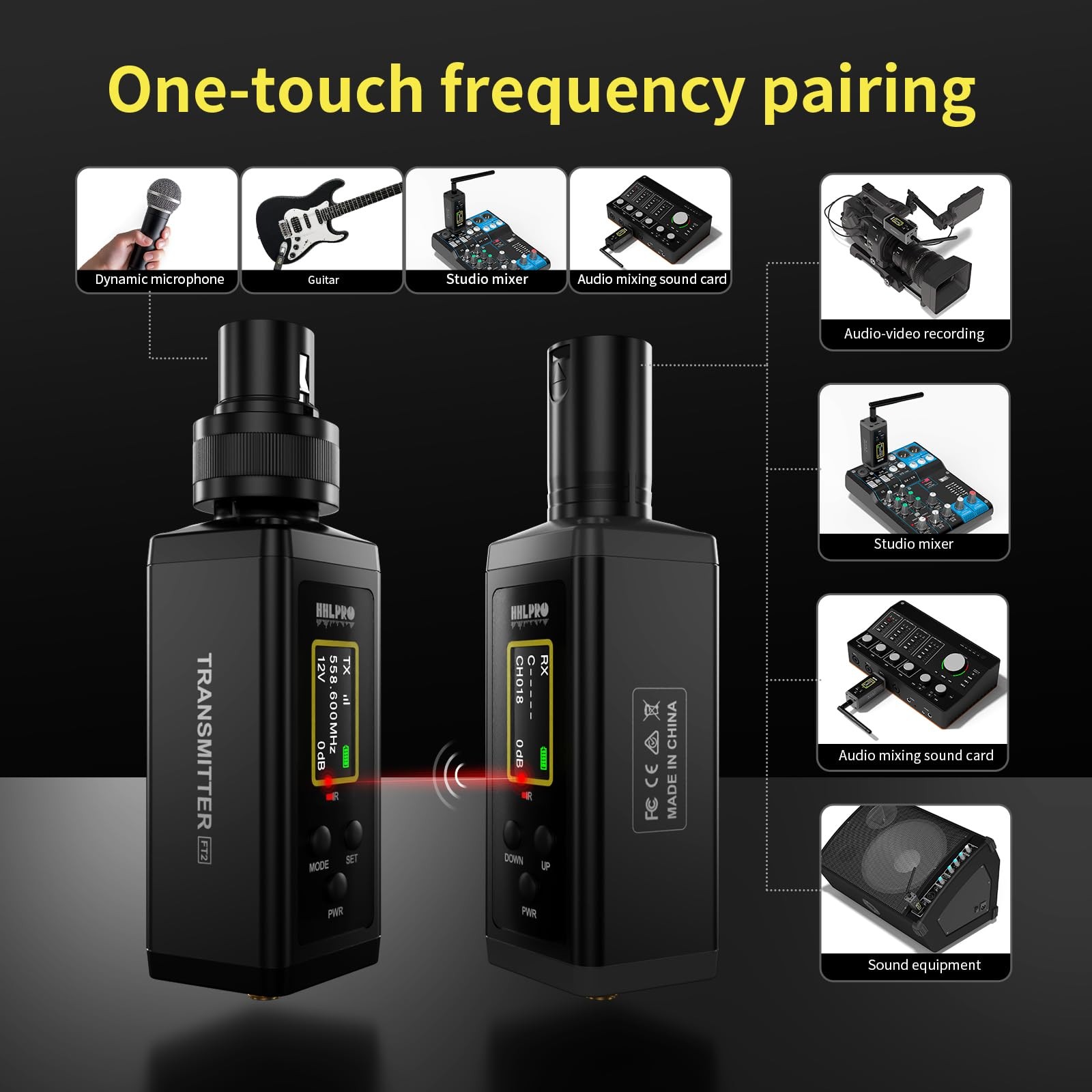 UHF Wireless XLR Transmitter and Receiver Dual Antennas 470ft Range F30