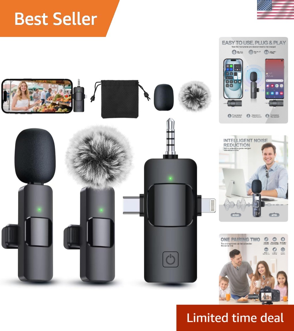 Portable 3-in-1 Lavalier Microphone: Perfect for YouTube, TikTok, and Podcasts