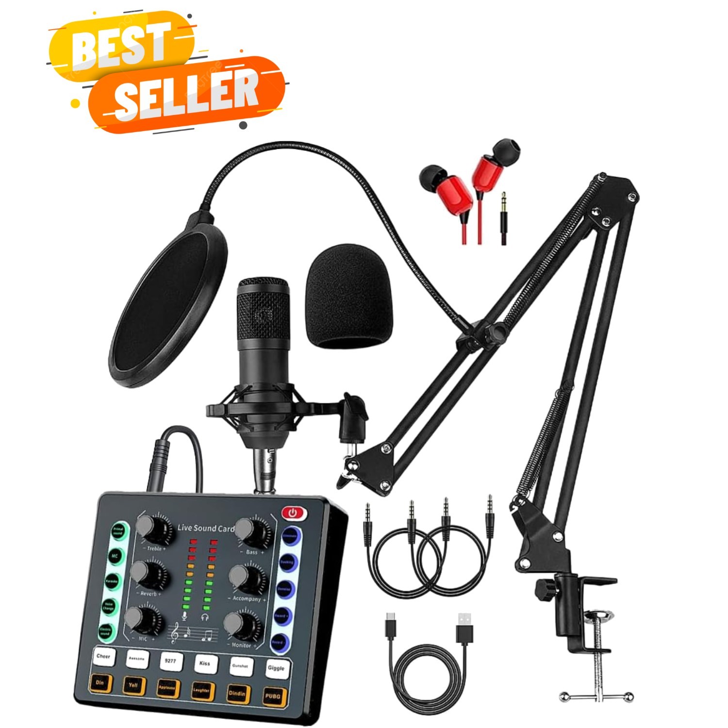 Podcast Equipment Bundle, BM-800 Recording Studio Package with Voice Changer,…