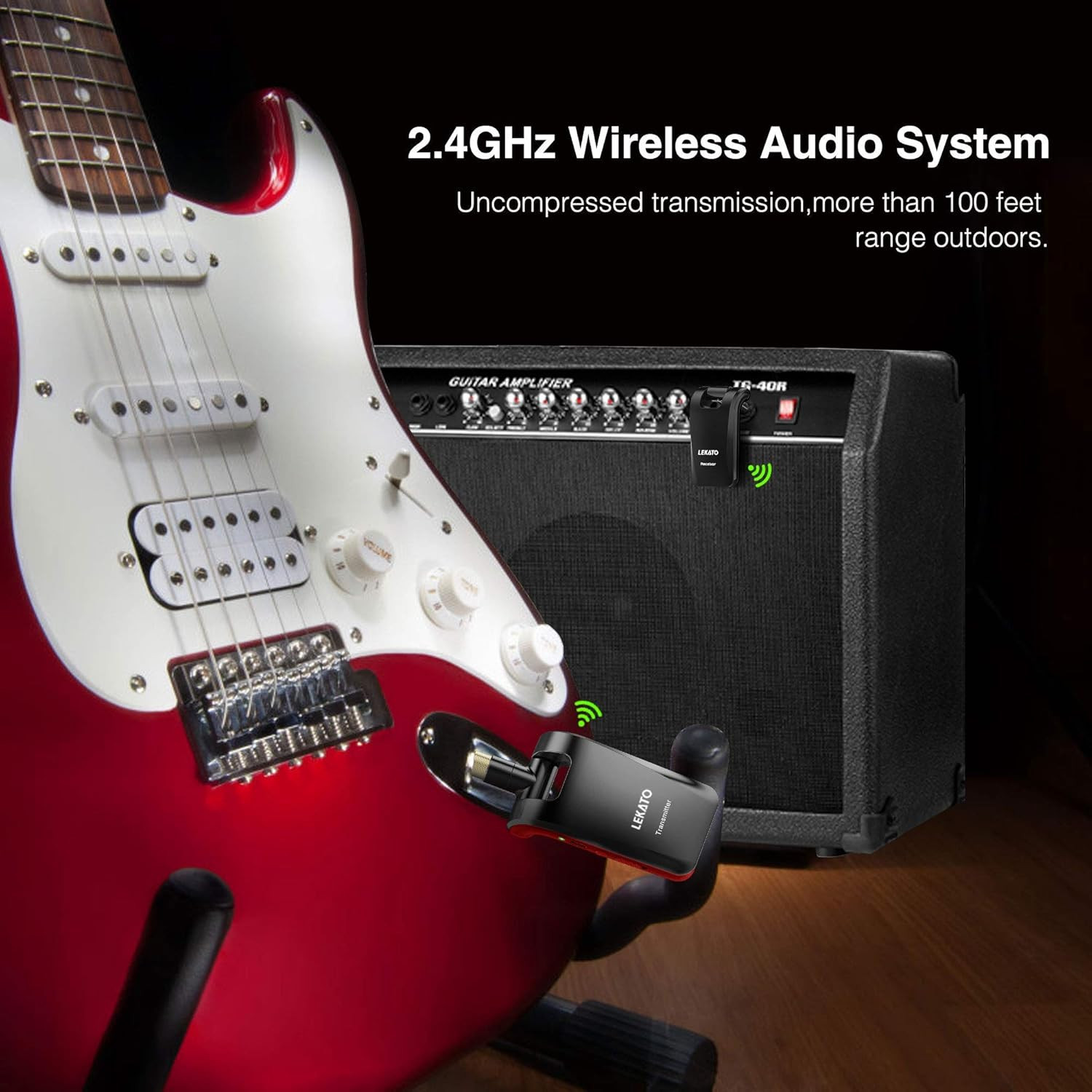 Wireless Guitar System 2.4Ghz Rechargeable Audio Wireless Transmitter Receiver 6