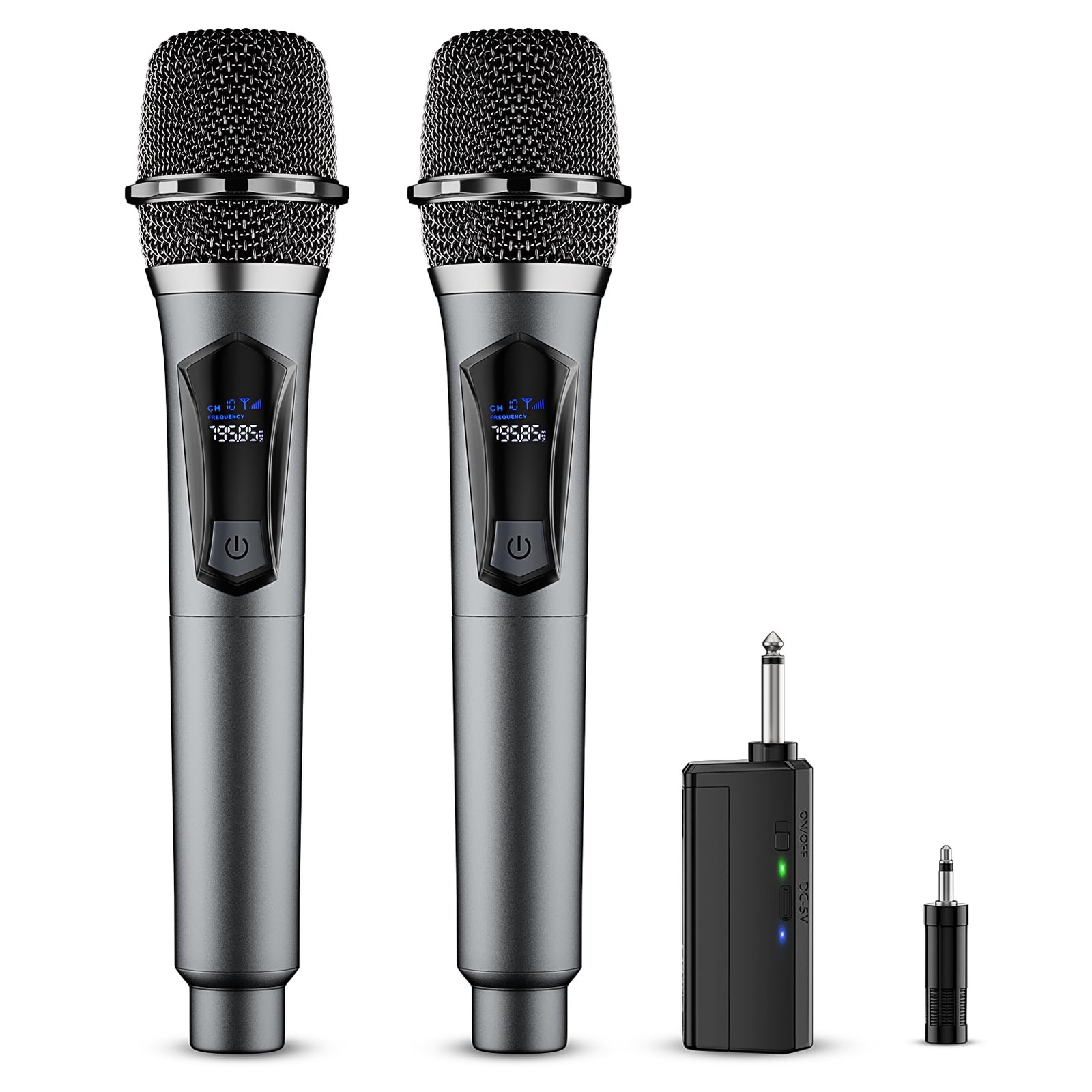 Wireless Microphone,Professional Dual Handheld Cordless Dynamic Mic System wi…