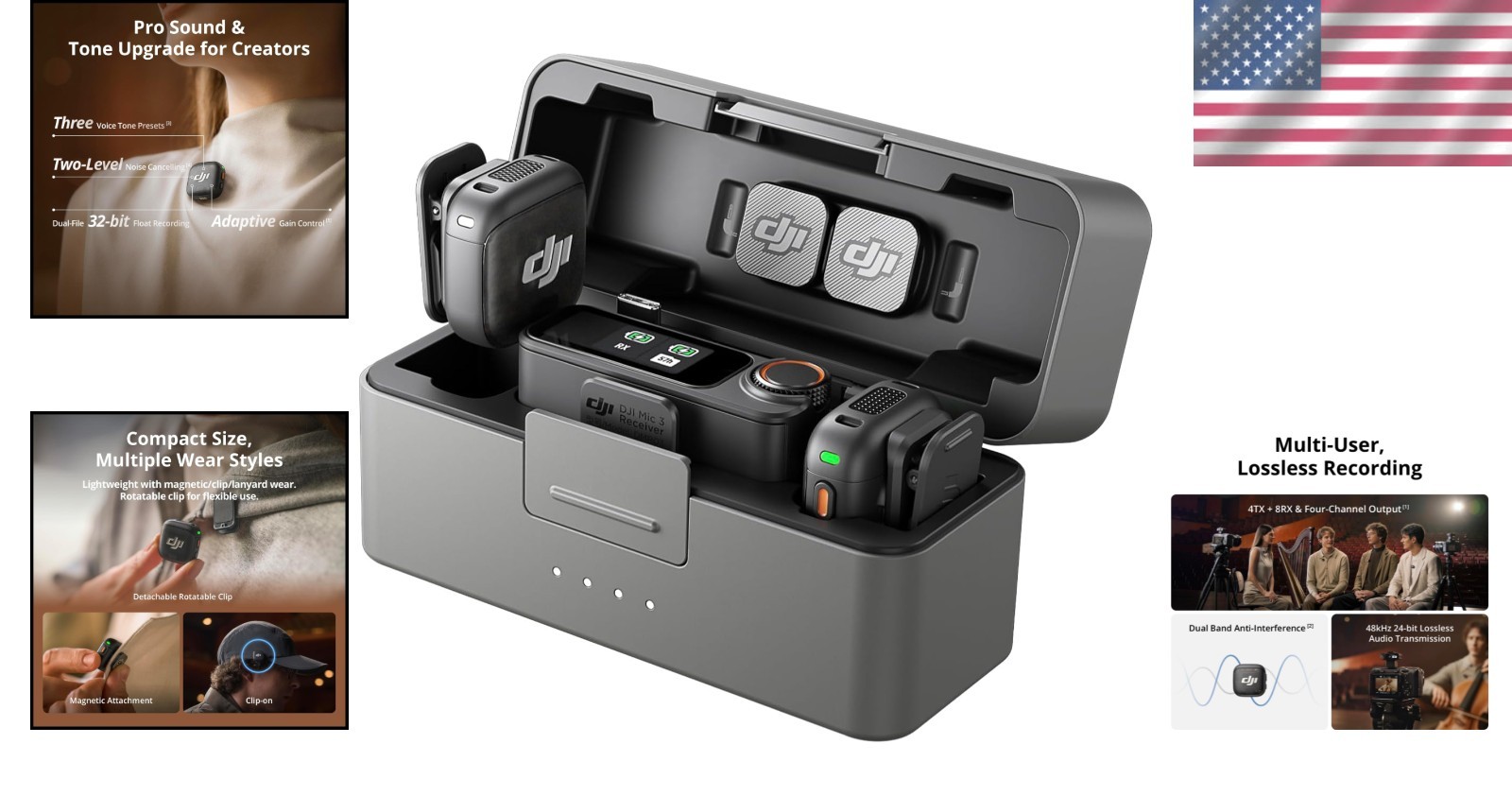 Professional Wireless Lavalier Microphone: Dual Band, Adaptive Gain Control