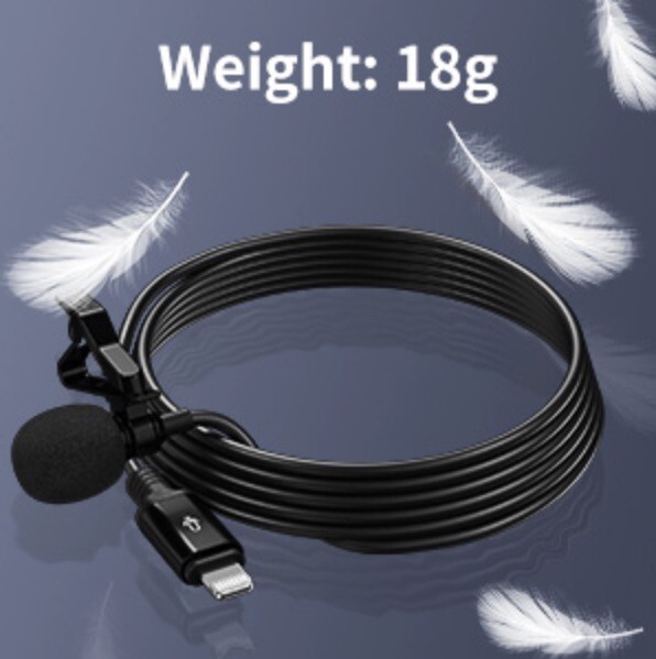 Omnidirectional Lightning Lavalier Lapel Clip-on Interview Microphone for iPhone