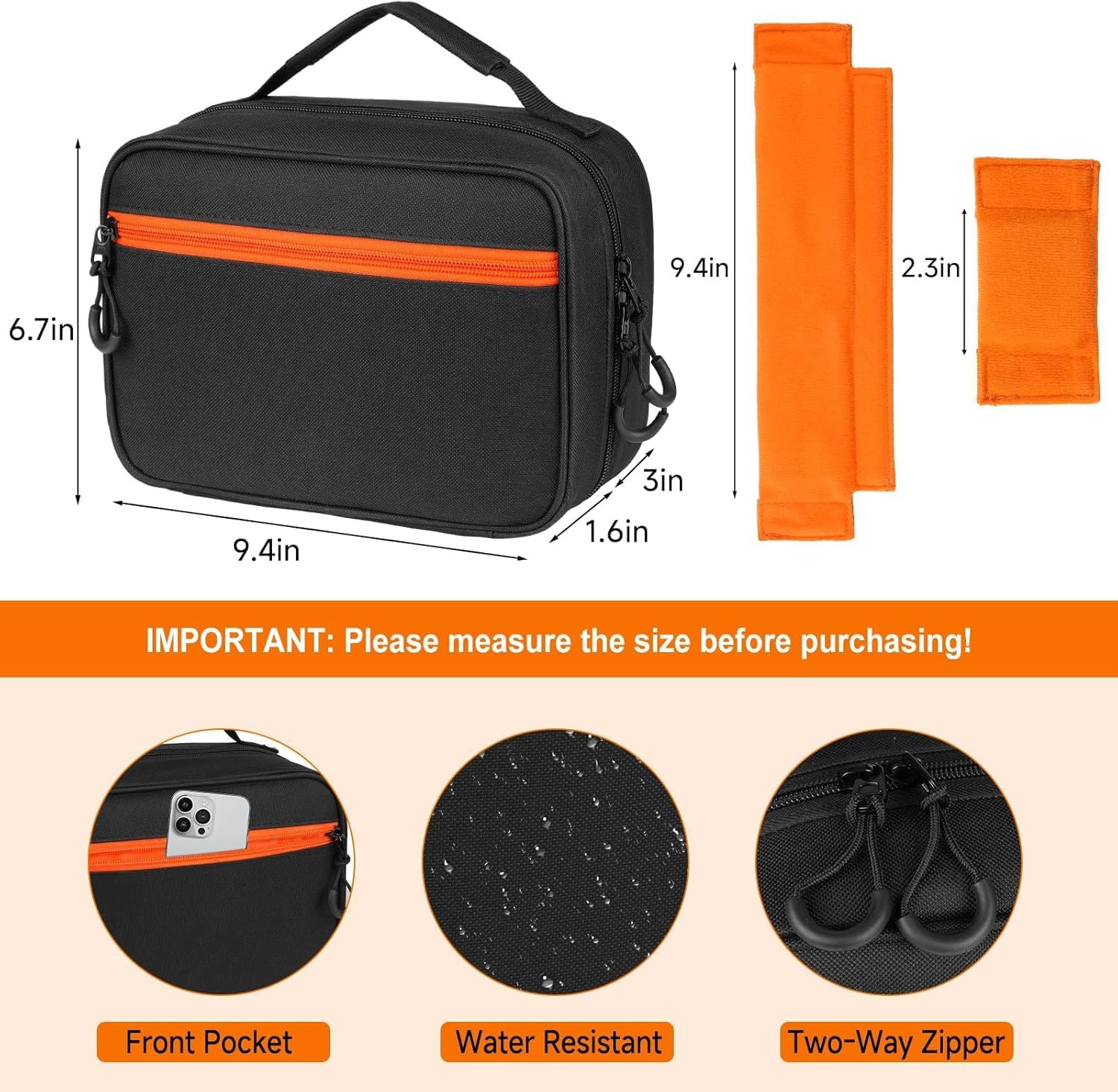 3 Slots Microphone Case for Wireless Mic System Storage, Carrying Bag with Padde