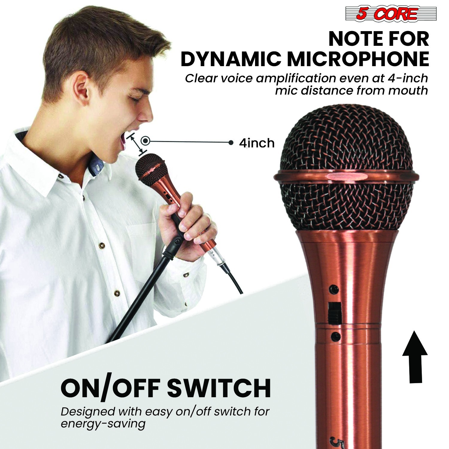 5Core Microphone Pro Dynamic Metal Mic XLR Audio Cardiod Vocal Karaoke Singing