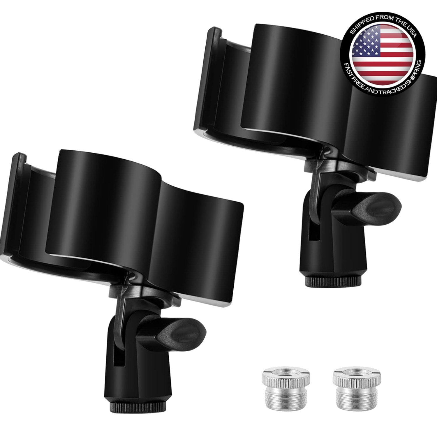 2pcs Adjustable Microphone Clips for Condenser & Wireless Mics – Durable Design