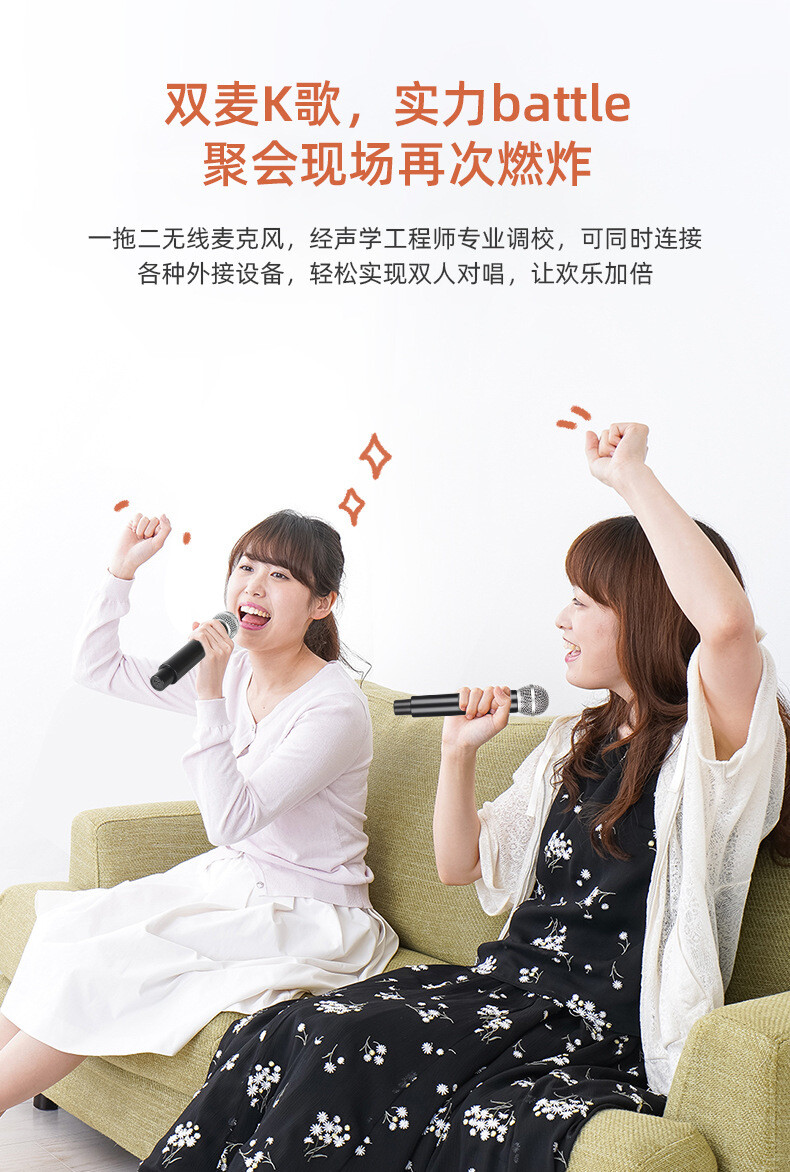 VHF Professional Wireless Handheld Microphone System Karaoke w/Adapter Receiver