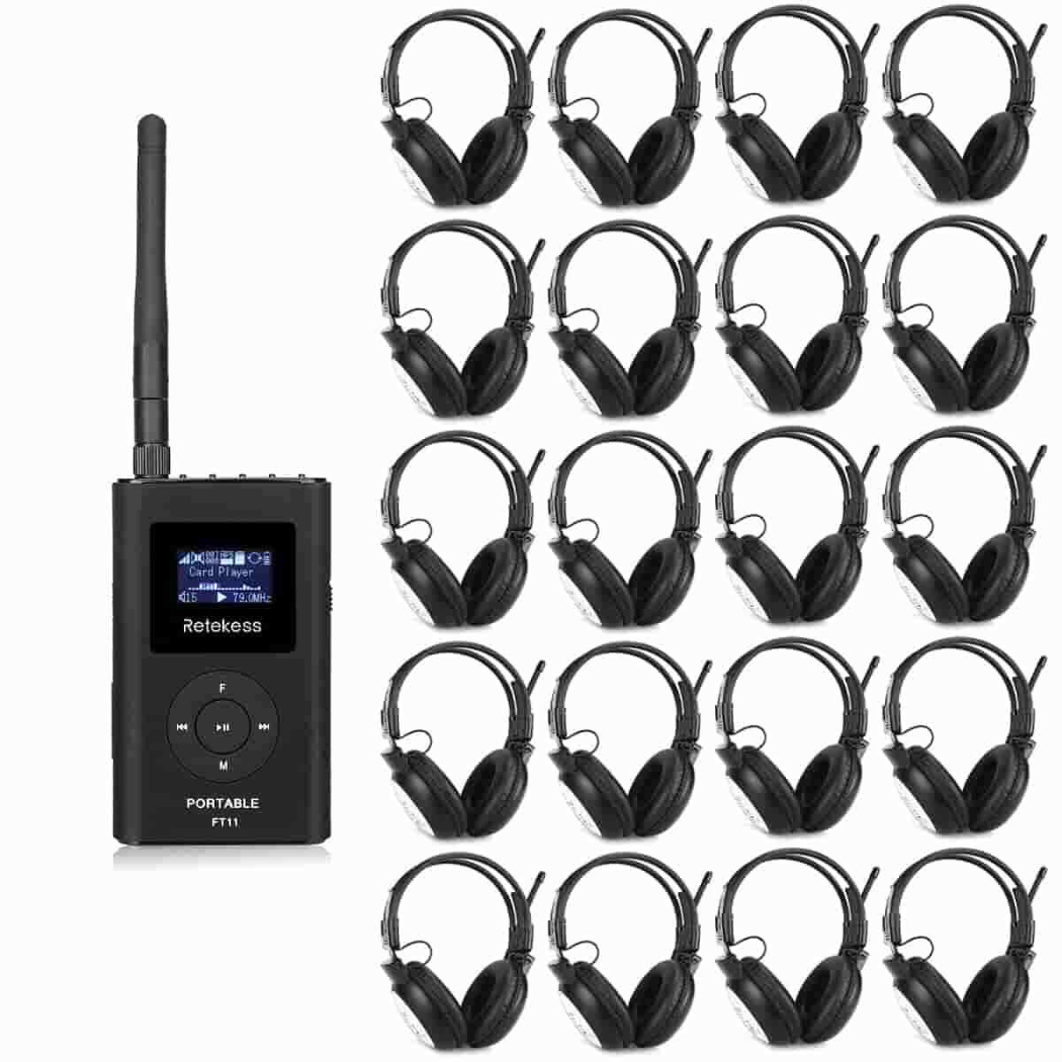 Retekess Tour Guide System Mic Transmitter 20 Headset Headphone Receiver Factory