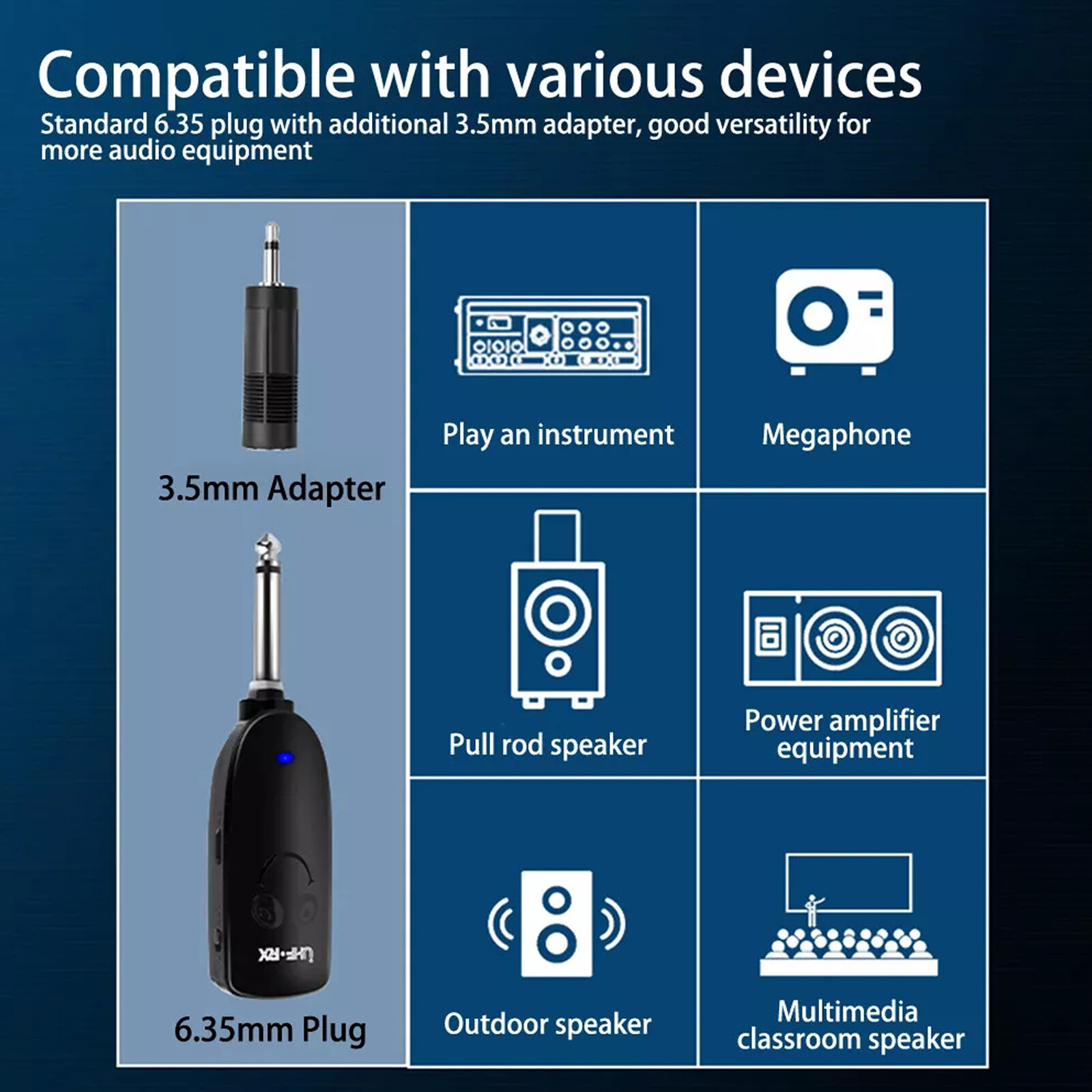 Professional UHF Wireless Instrument Microphone System For Saxophone Trumpet Sax