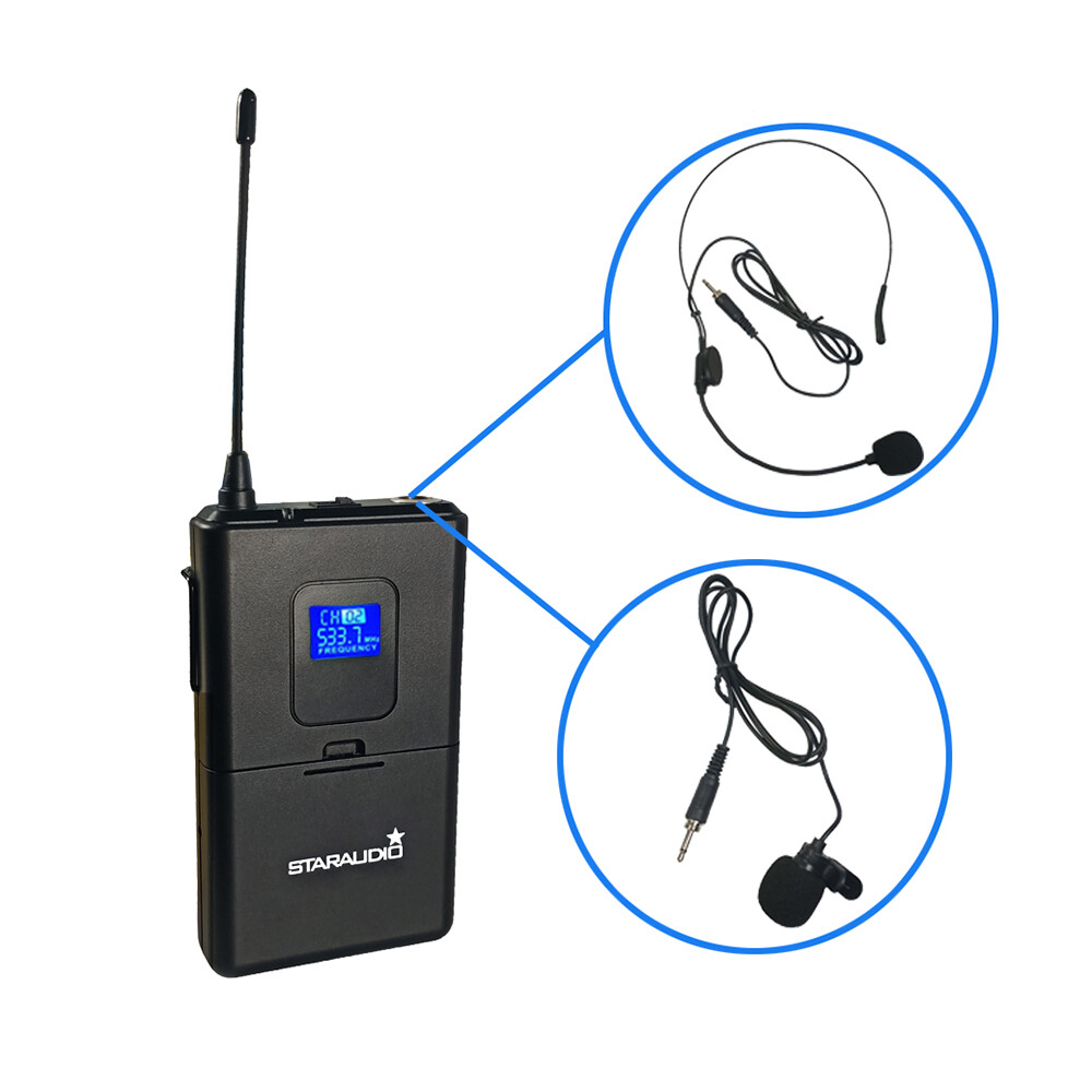 2CH Wireless UHF Microphone System Handheld & Headset Lavalier Lapel Microphone