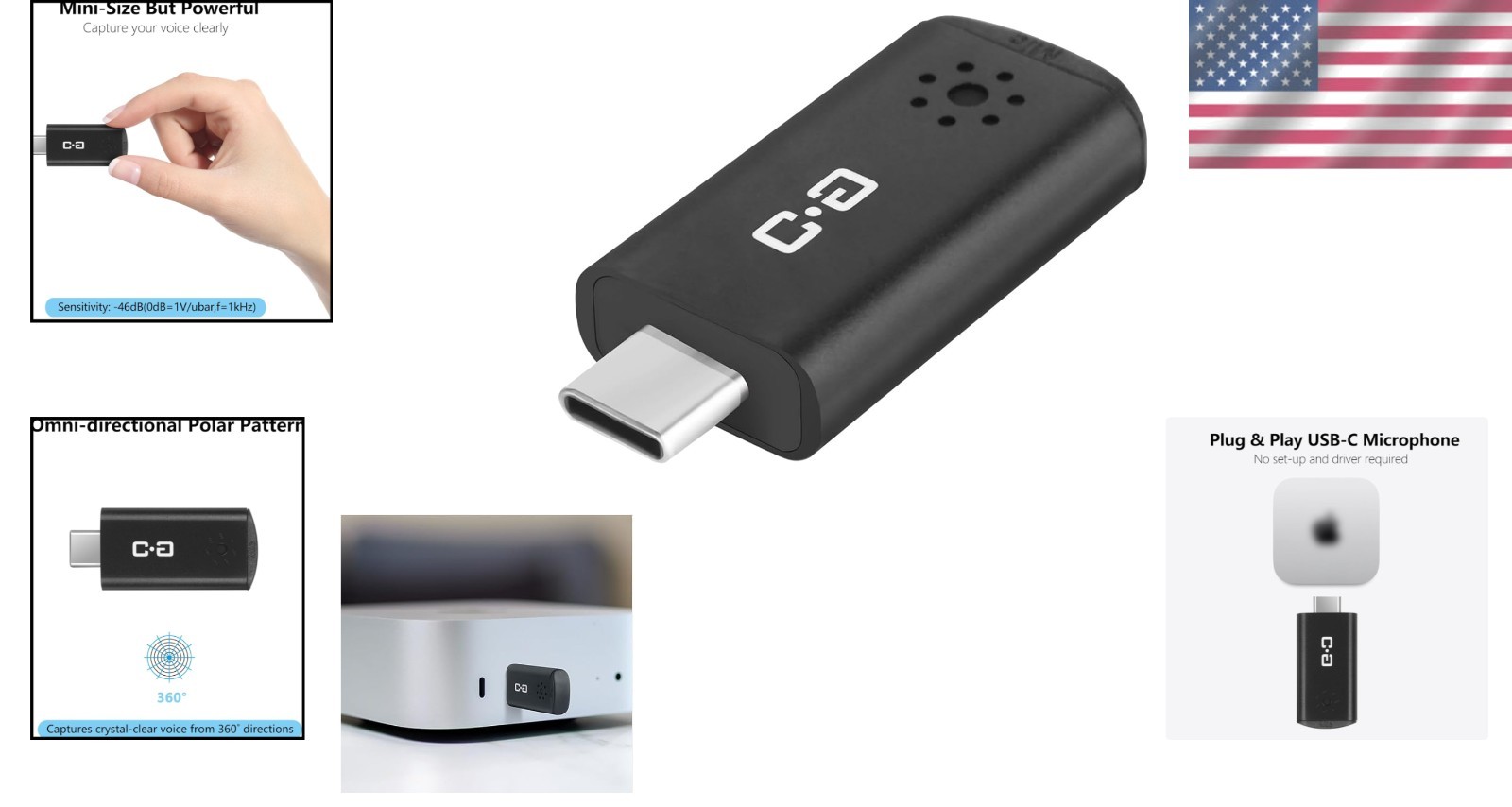 USB-C Mini Microphone for MacBook & Mac Mini – Clear Audio, Plug & Play