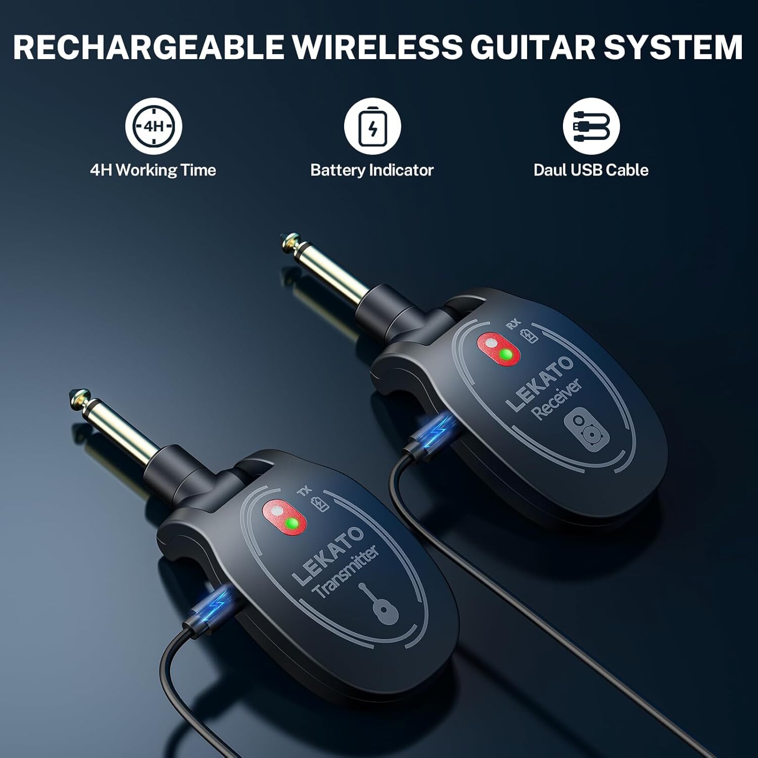 LEKATO L6 UHF Wireless Guitar Bass Systems Audio Wireless Transmitter Receiver