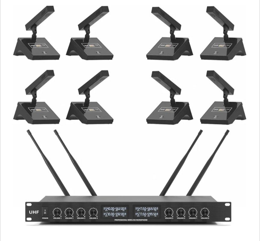 XTUGA YT8 UHF 8 Channel Desktop Gooseneck Microphone System
