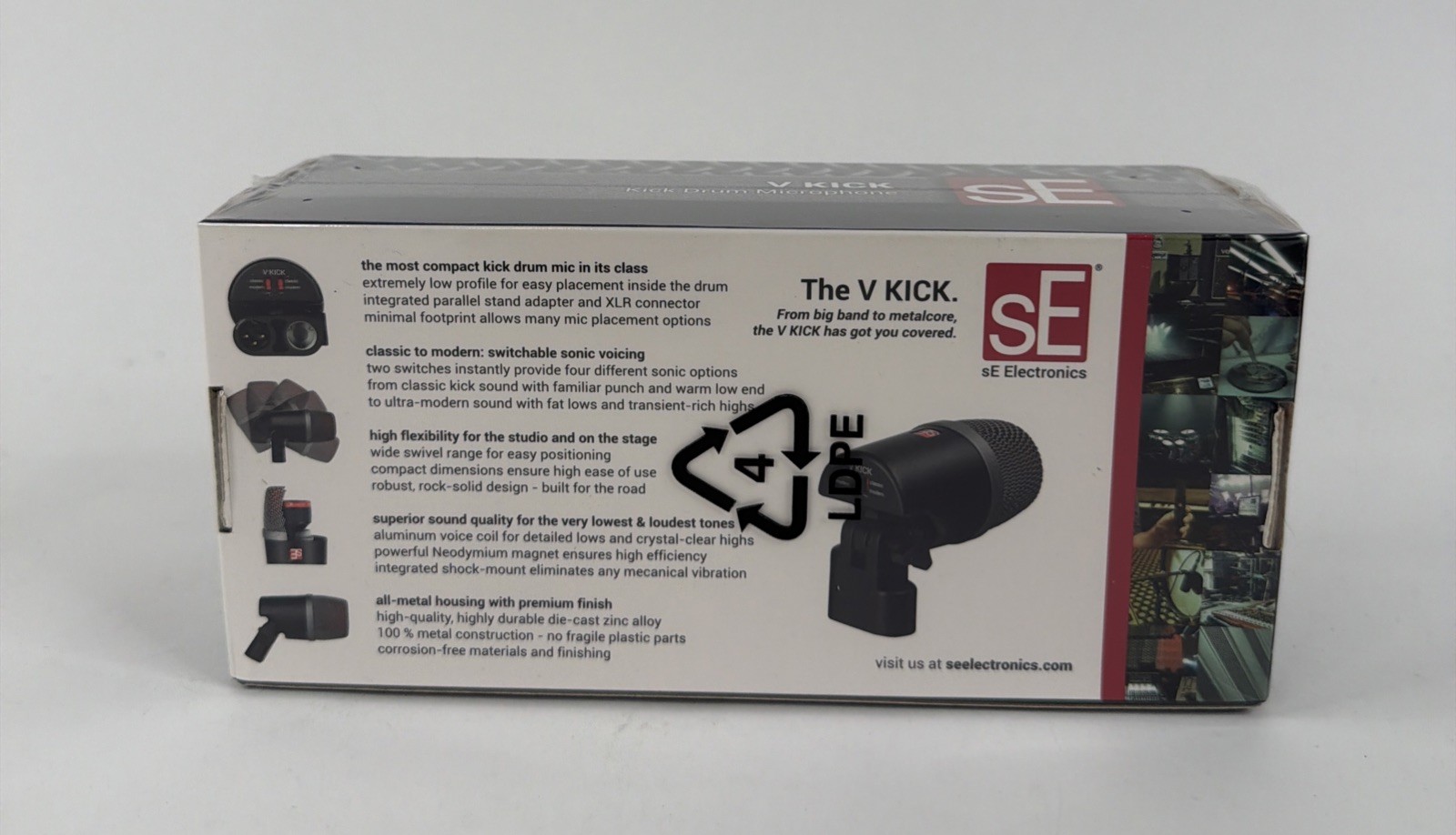 Se Electronics V KICK Black Dynamic Kick Drum Microphone Bass Guitar Cab Mic