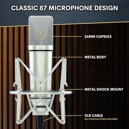 Melon Audio MA 87 Studio Condenser Microphone 26mm Gold