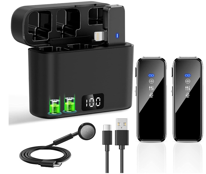 Lavalier Wireless Microphone Audio Video Recording Mini Mic For Android/iphone