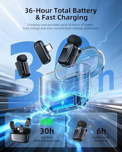 Mini Wireless Lavalier Microphone for iPhone Android Camera, Dual Channel Wirele