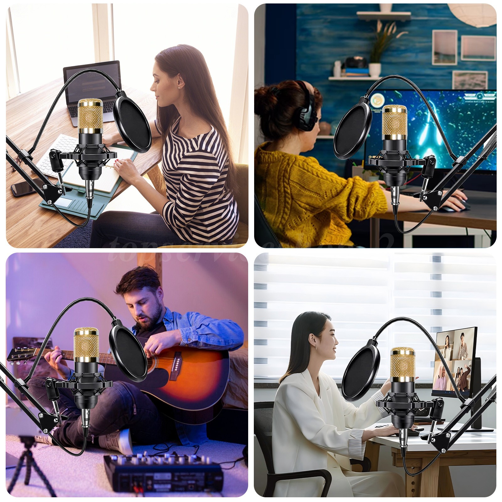 Condenser Microphone Set Home Studio Recording Kit Music Podcast Mixer Equipment