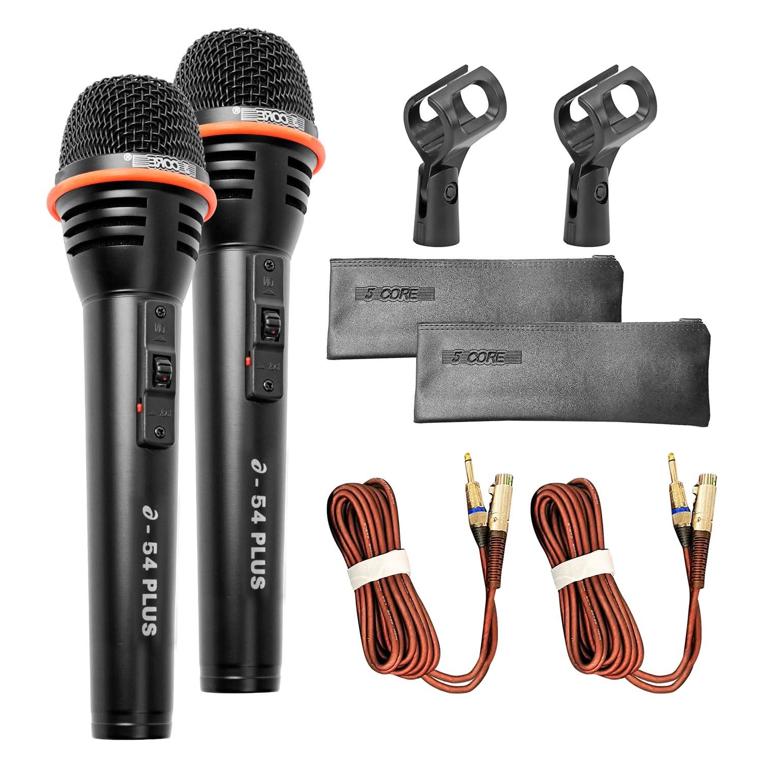 5Core Microphone 2Pc Dynamic Metal Mic Karaoke Singing XLR Handheld Microfono