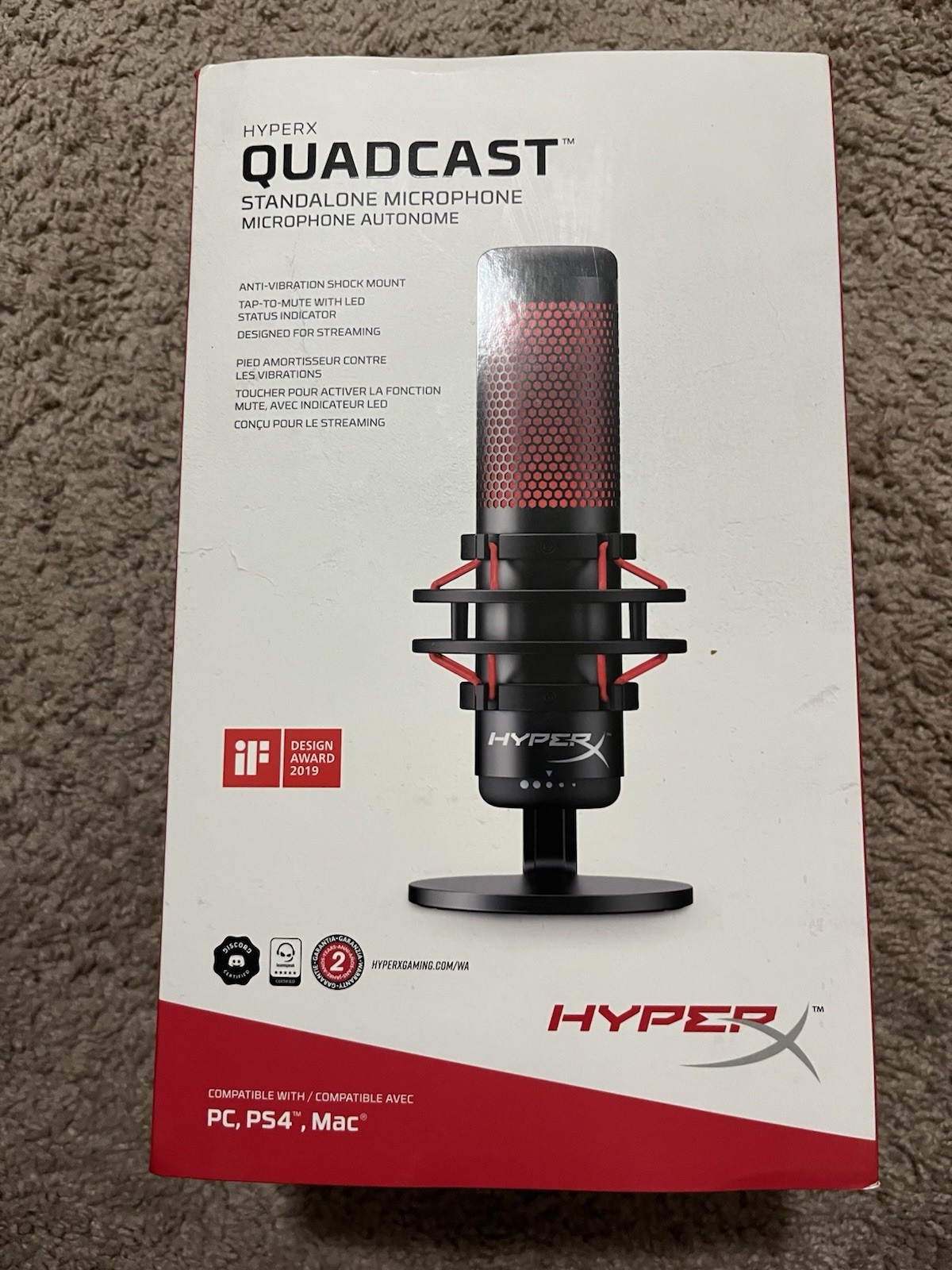 HyperX QuadCast Red LED USB Cardioid Microphone – Black