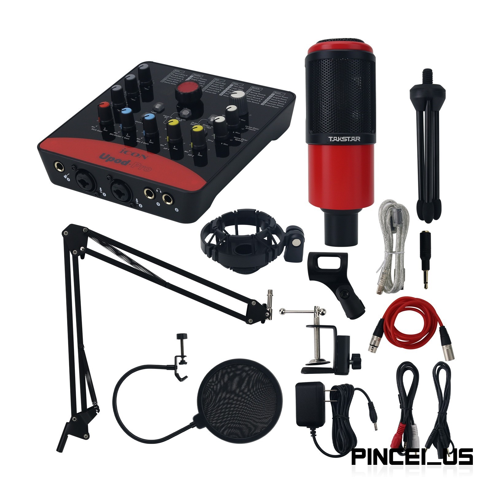 ICON UPOD PRO USB Sound Card + PC-K320 Condenser Microphone + Mic Boom Arm