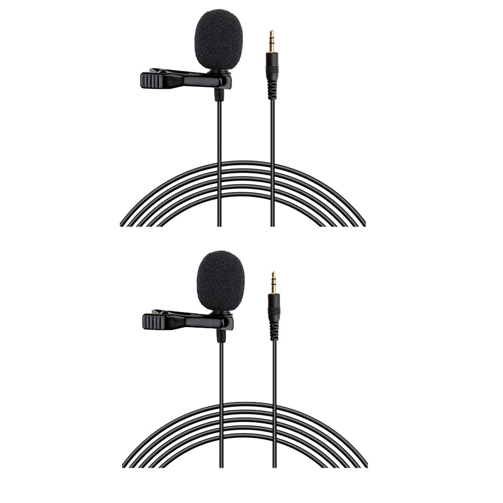 2Pcs Lavalier Lapel Microphones 3.5mm Connector Lavalier Microphone for9136