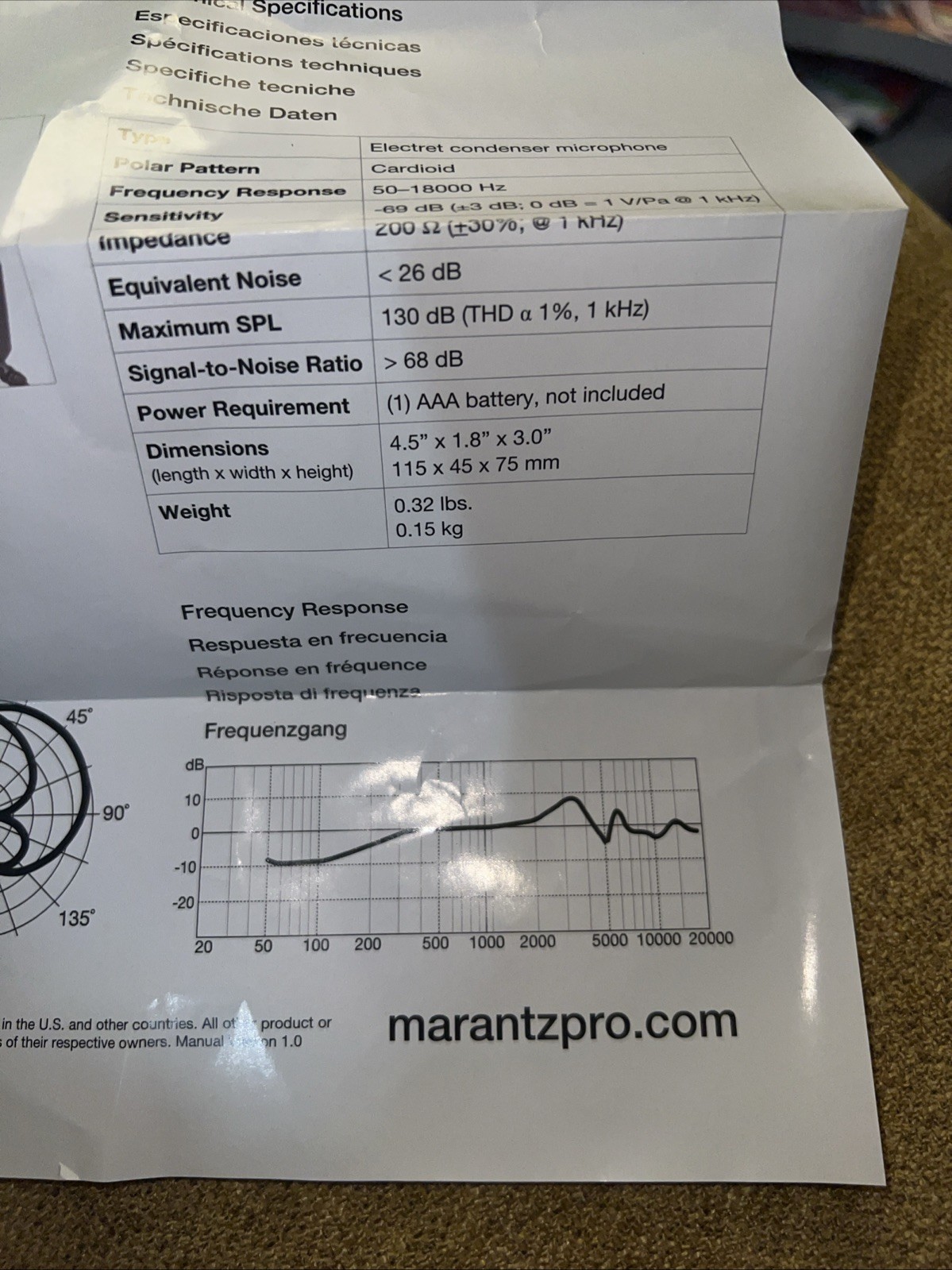 Marantz Audio Microphone, Professional Scope Condenser For dSLR NOT Tested Fr🎁