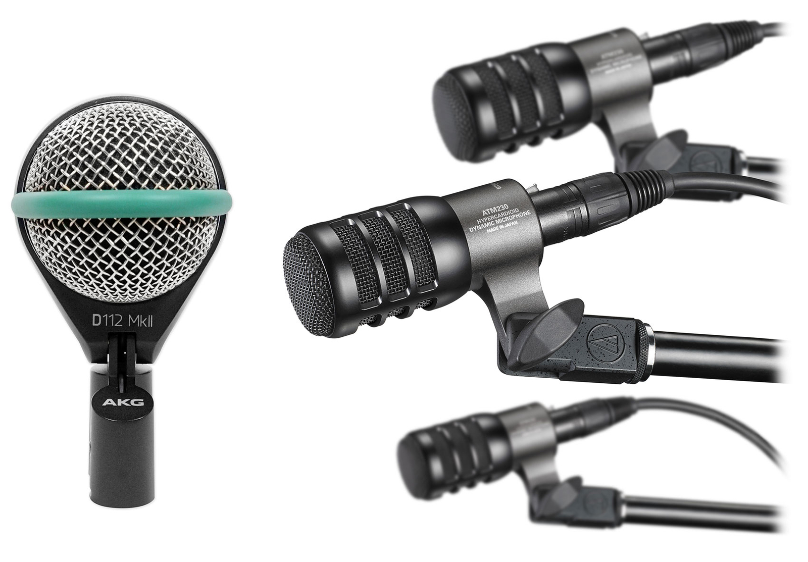 Audio Technica ATM230PK Dynamic Instrument Microphones Drum Mics+AKG Kick Mic
