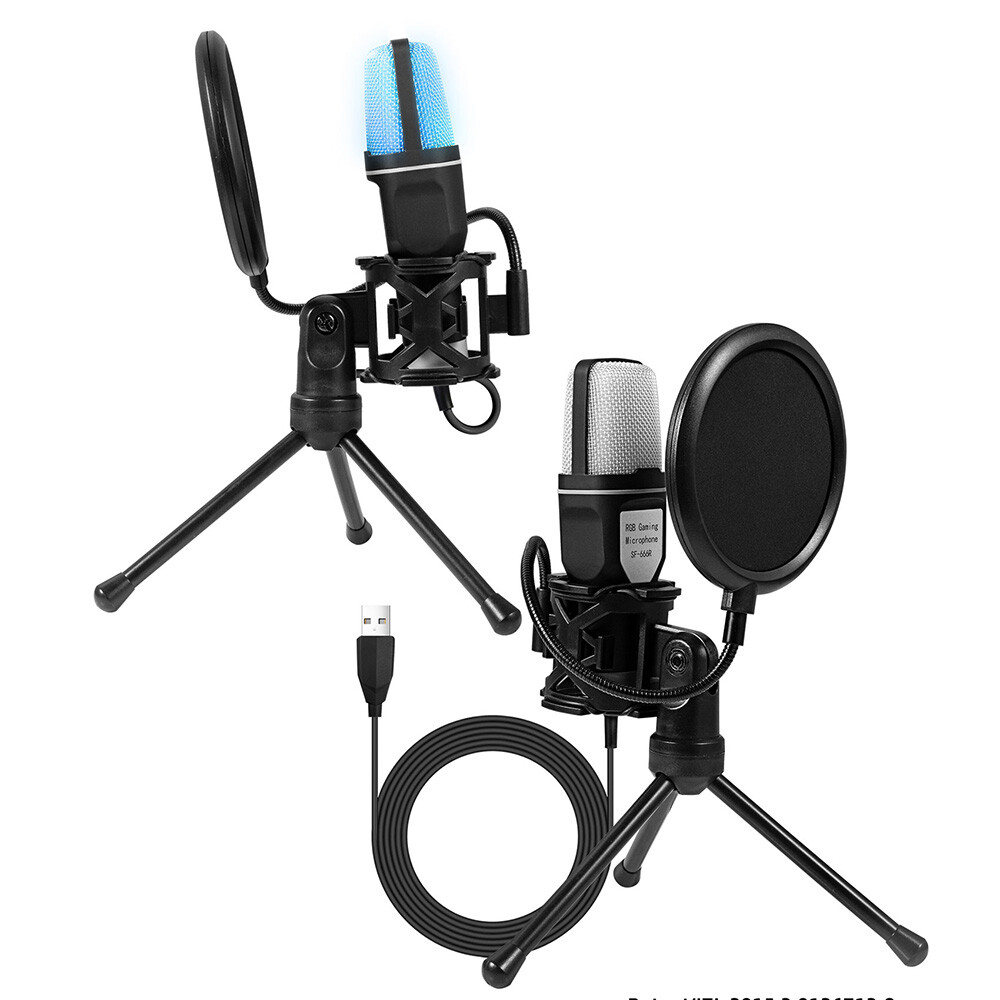 USB Computer Mini Condenser Microphone Stand Recording Mic For PC Desktop Laptop