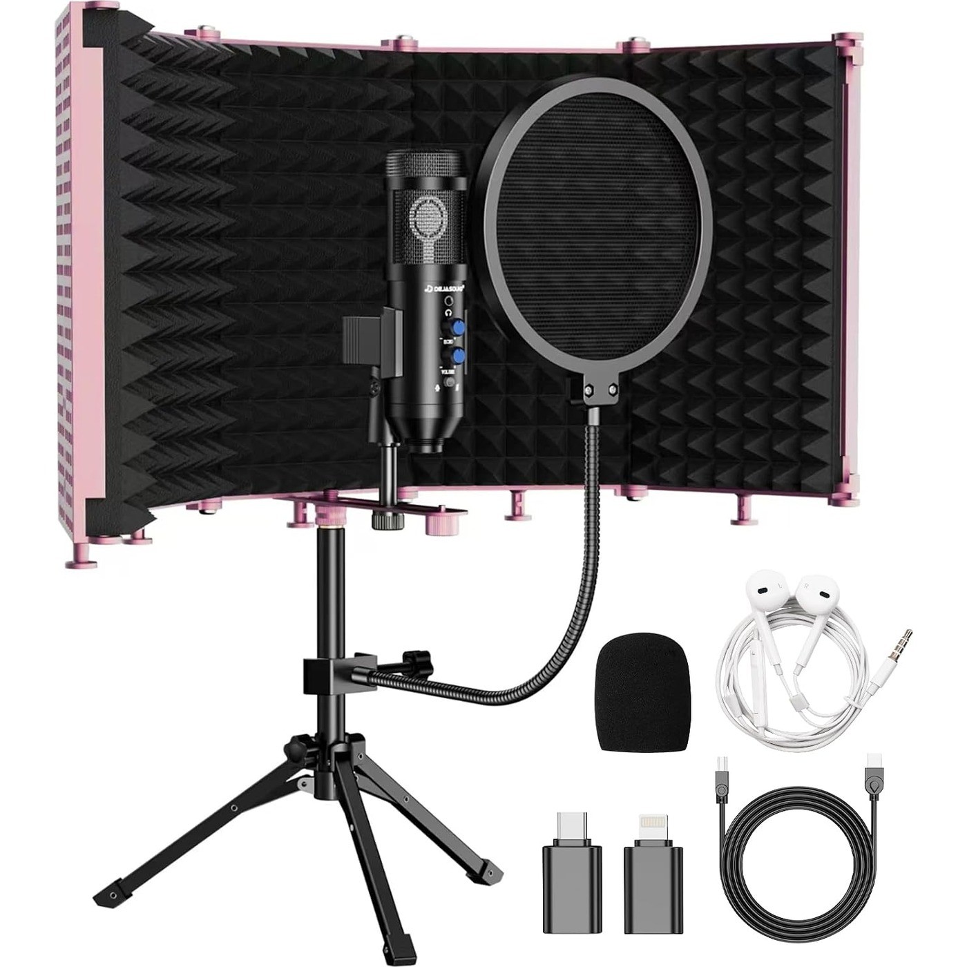 Upgraded Studio Recording Microphone with Isolation Shield & Pop Filter