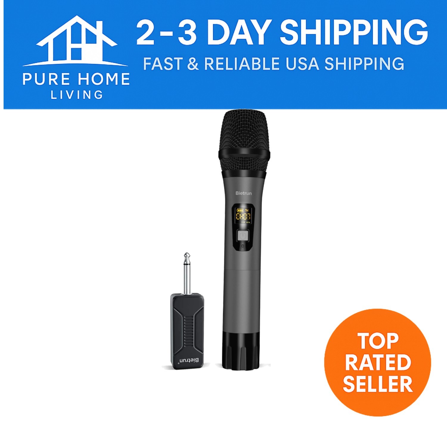 Unidirectional UHF Wireless Microphone for Amplifiers & Karaoke – Mute Function