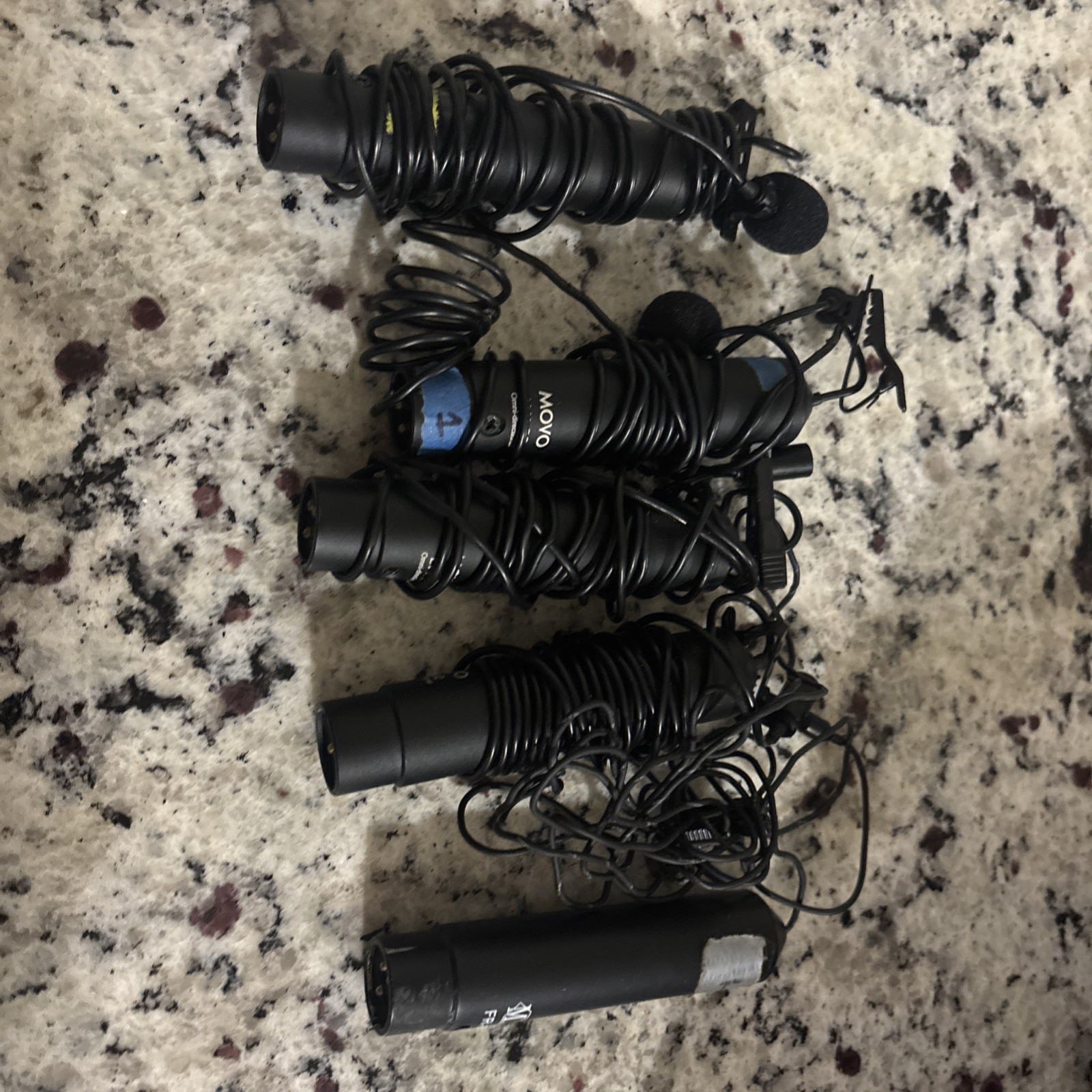 Movo LV4-O2 XLR Lavalier Omnidirectional Microphone w/Clip + Windscreen 4 pack