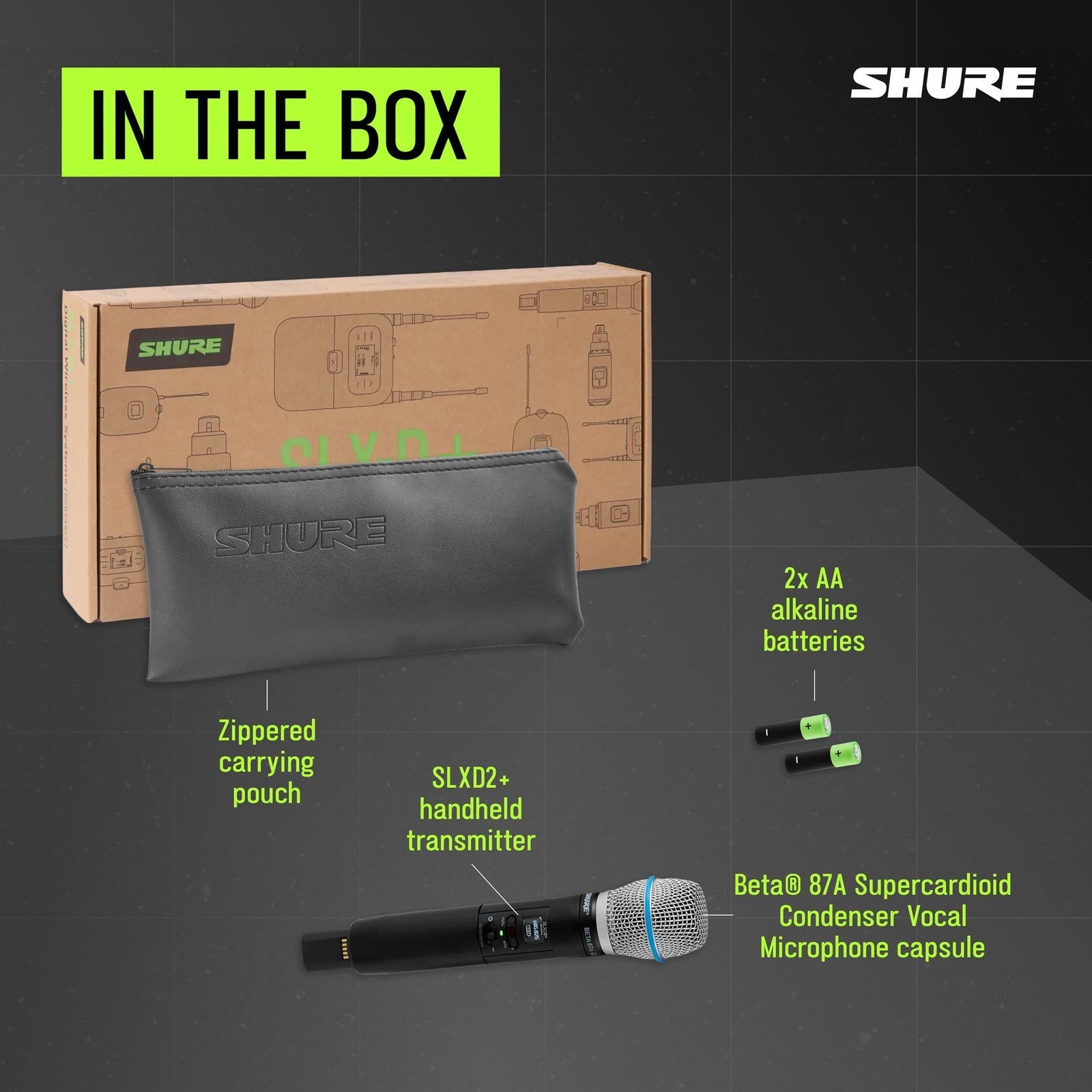 Shure SLXD2+ Handheld Transmitter with Beta87A Capsule – Pro Audio…