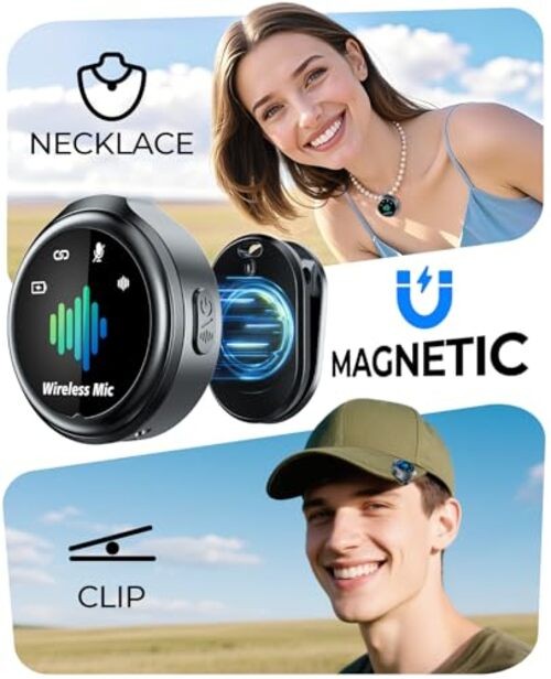 Magnetic Wireless Microphone for iPhone: Wireless lavalier Microphone for BLACK
