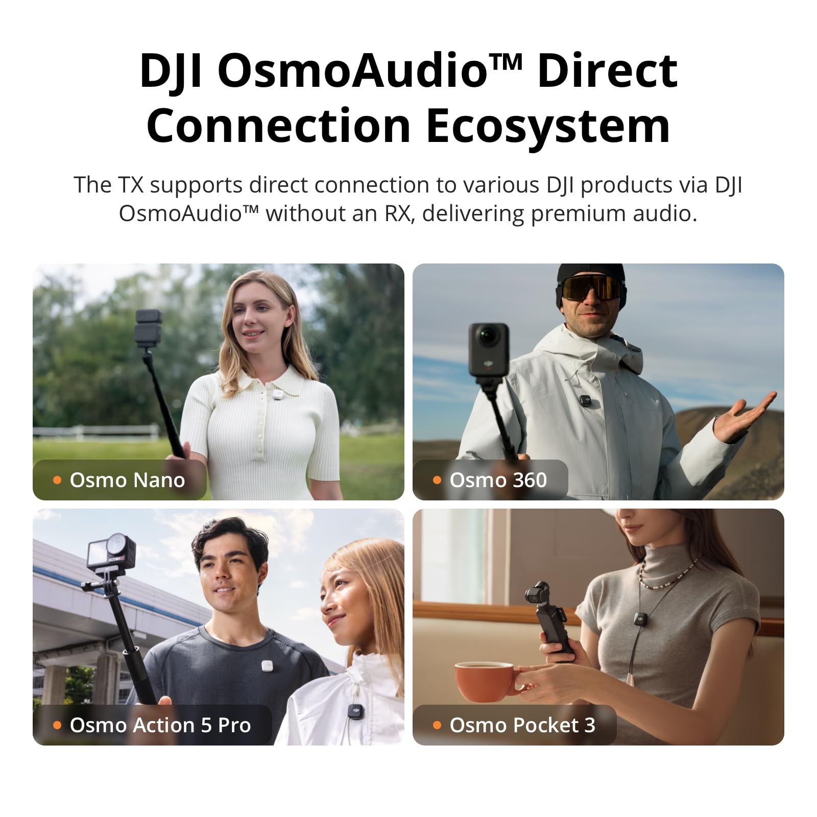 DJI Mic Mini Transmitter (Arctic White), Ultralight, Wireless Lavalier White