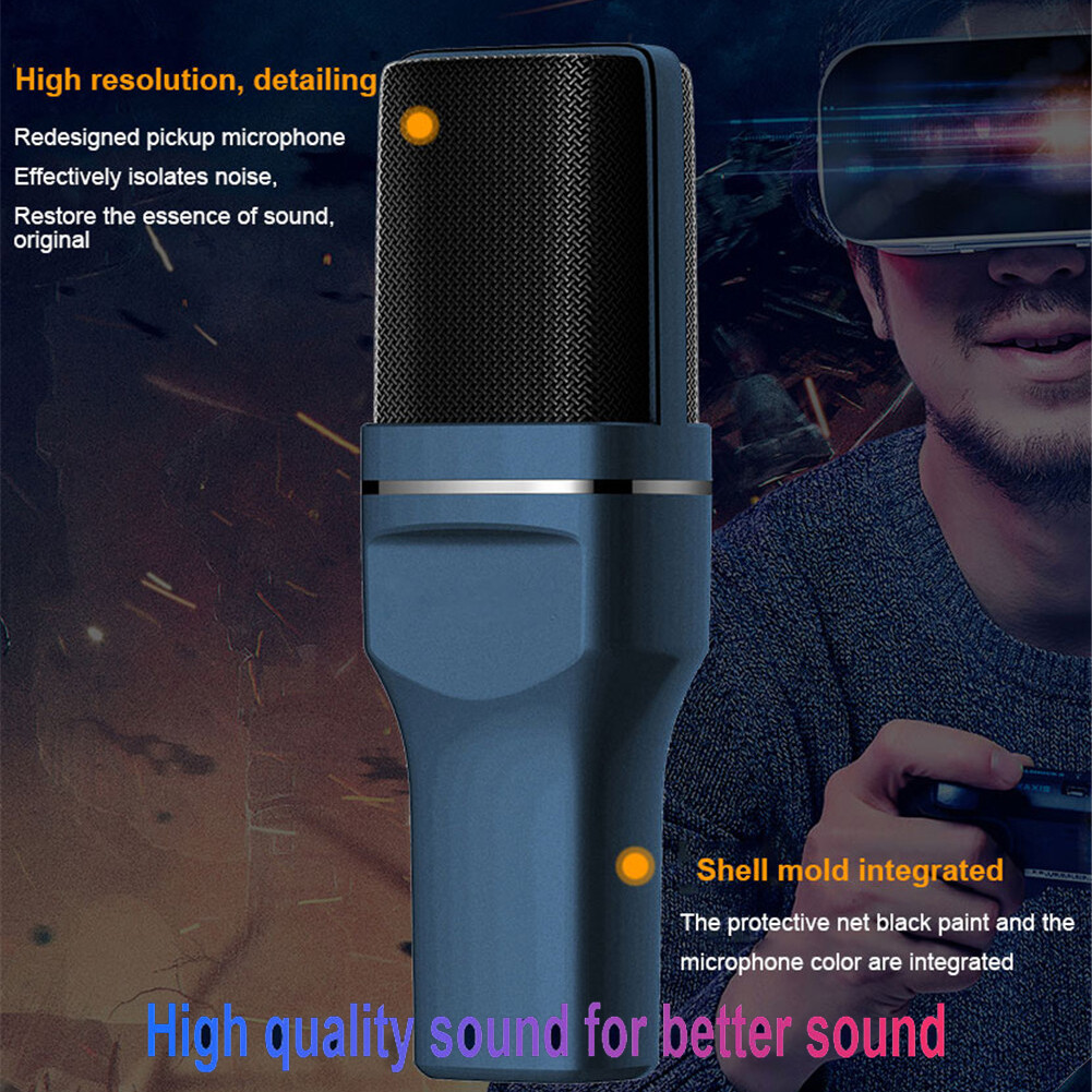 USB Computer Mini Condenser Microphone Stand Recording Mic For PC Desktop Laptop