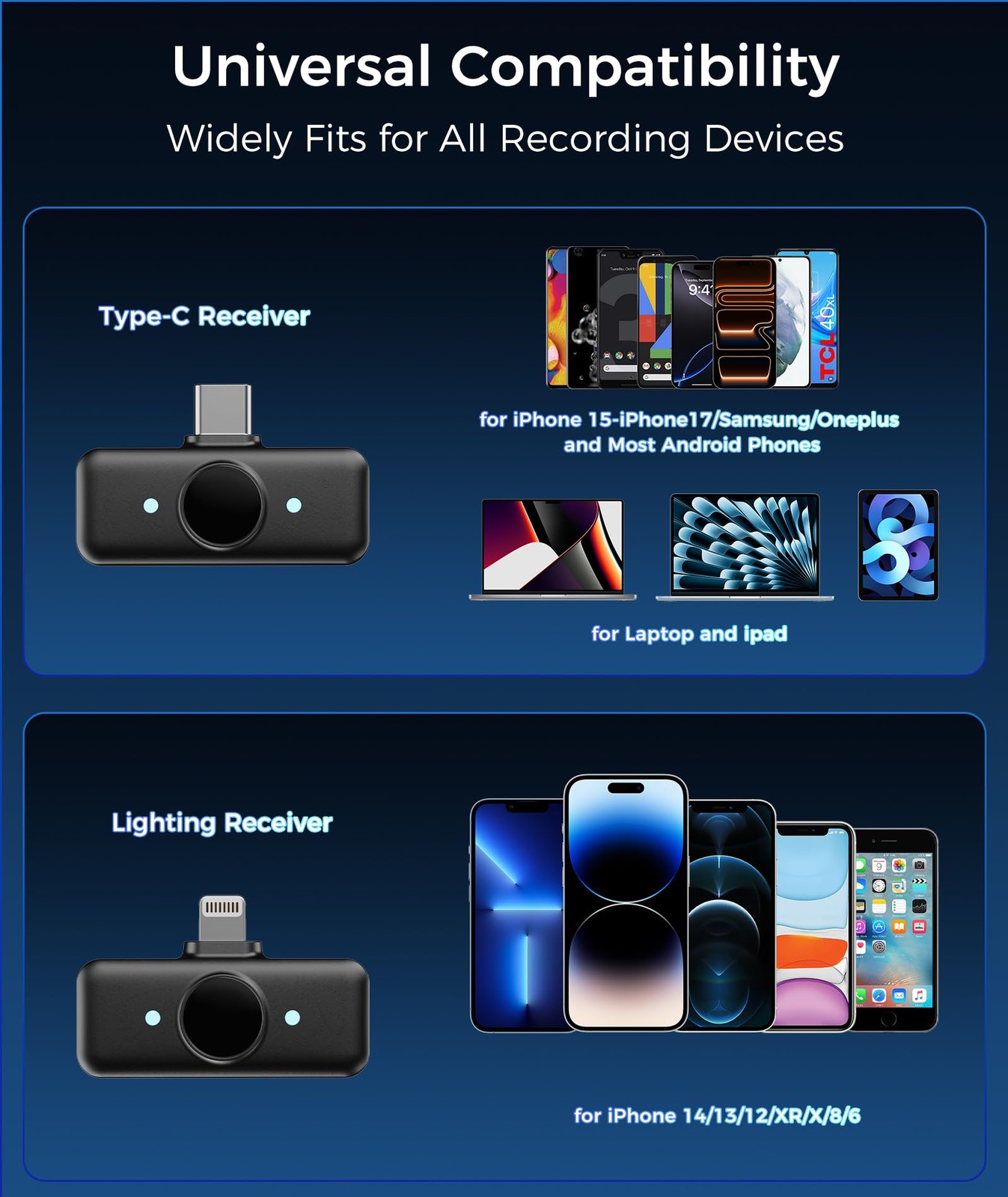Wireless Lavalier Microphone for iPhone & Android Phones, Noise Reduction & H…