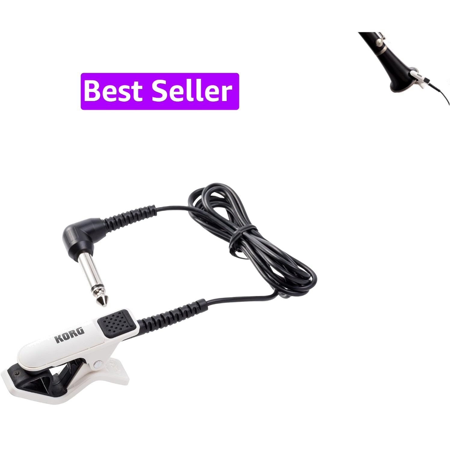 CM-300 Clip-on Contact Microphone w/ 1.2″ Maximum Width – White & Black