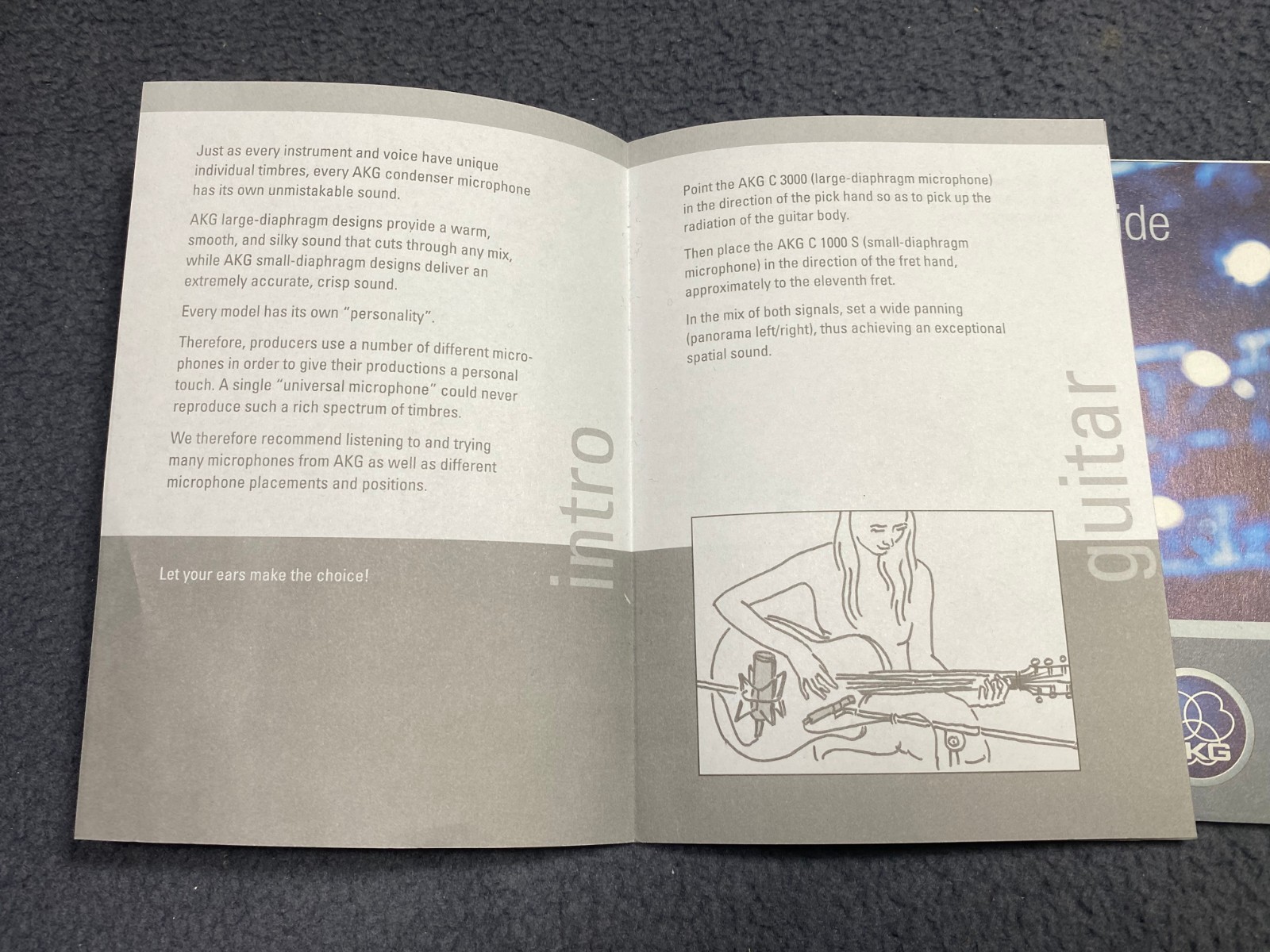 AKG C1000S C3000B Microphone Application Sheet/Guide Sheet Condenser
