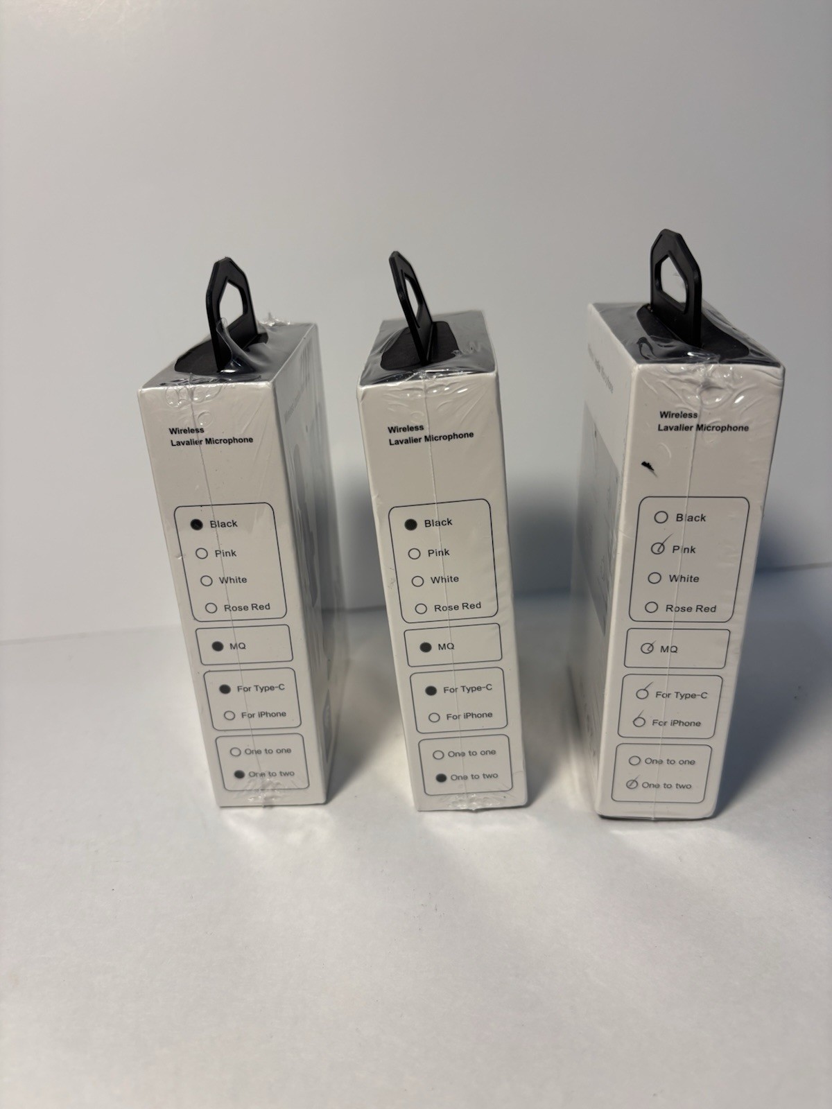 Lot of 3 Wireless Lavalier Microphones Mixed Type-C iPhone 1-to-1 1-to-2