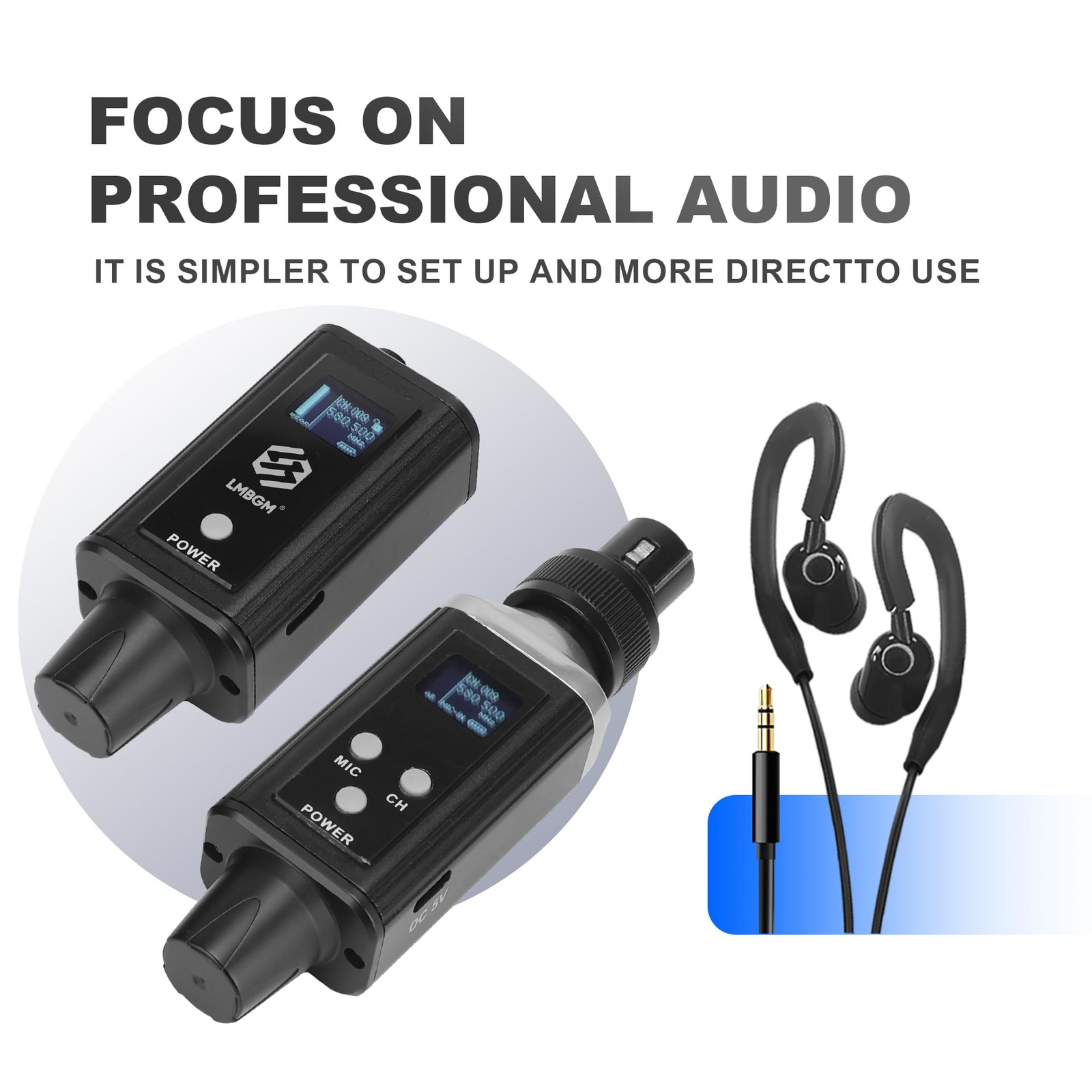 LMBGM A9 UHF Wireless in Ear Monitor System, Mono IEM Transmitter and Beltpac…