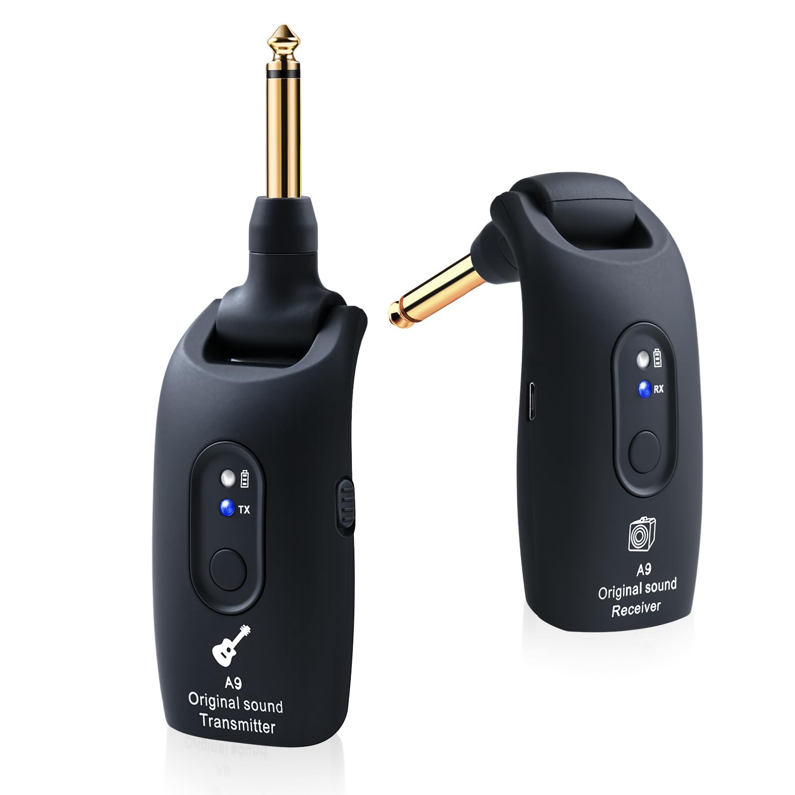 INGPARTNER 2.4GHz Wireless Guitar System Rechargeable Audio 1TX+1RX, Black