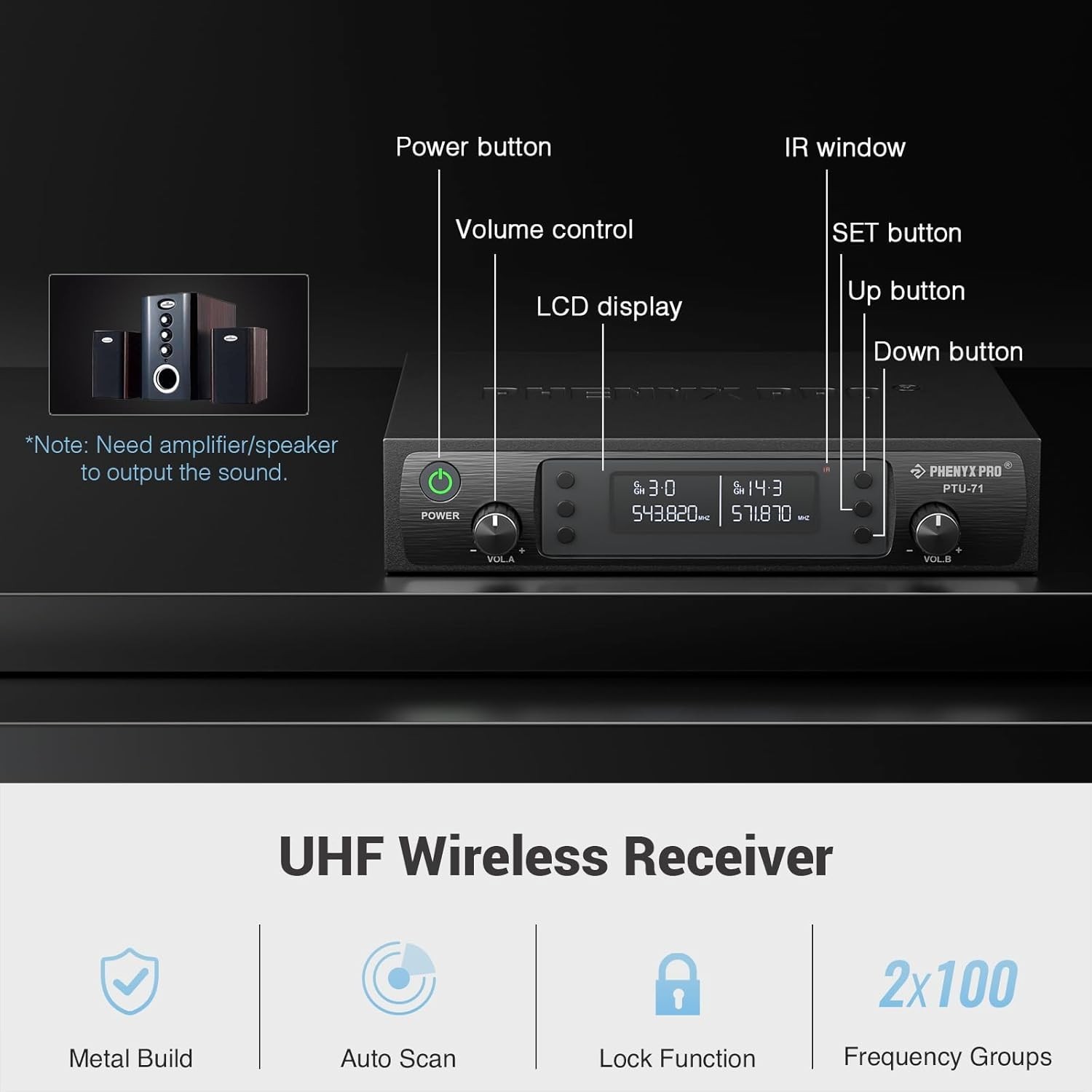 Phenyx Pro Wireless Microphone System, Dual Wireless Mics,w/ 2 Handhelds, Aut…