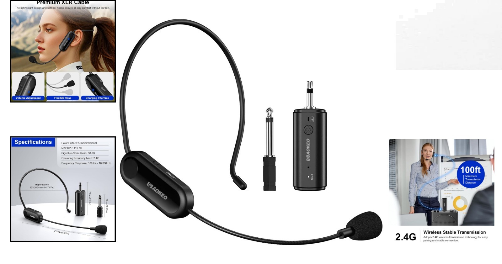 Lightweight UHF Wireless Headset Mic System – Superior Voice Clarity Up to 160ft
